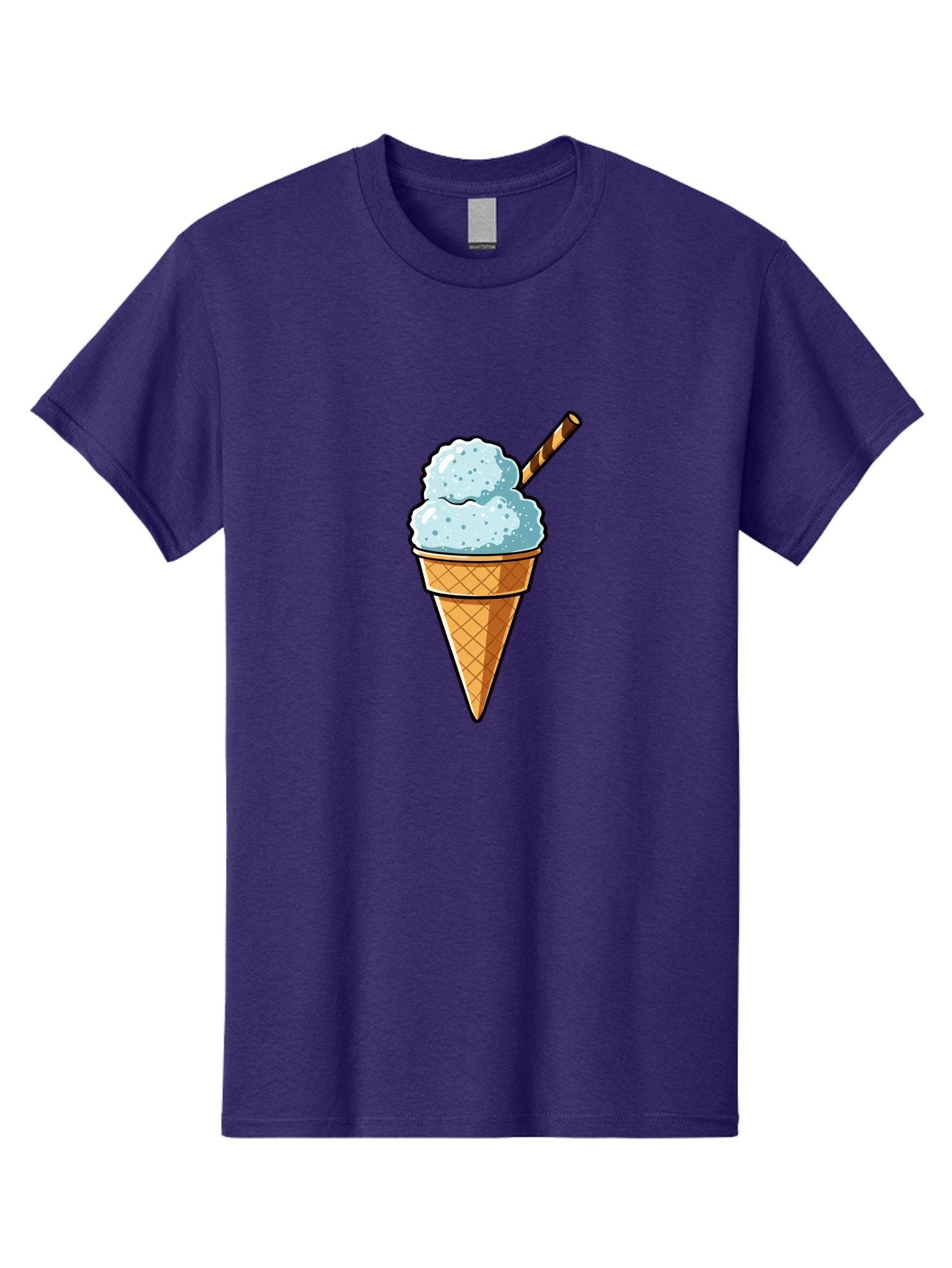 Ice-Cream-Cone-8 Men'S Graphic Tee, 100% Cotton, Comfortable Casual Summer Wear, Machine Washable, Blue Ice Cream, Waffle Cone, Striped Straw, Cartoon Style, Sweet Treat, Frozen Dessert, Summer Snack, Ice Cream Lover Baa869 6