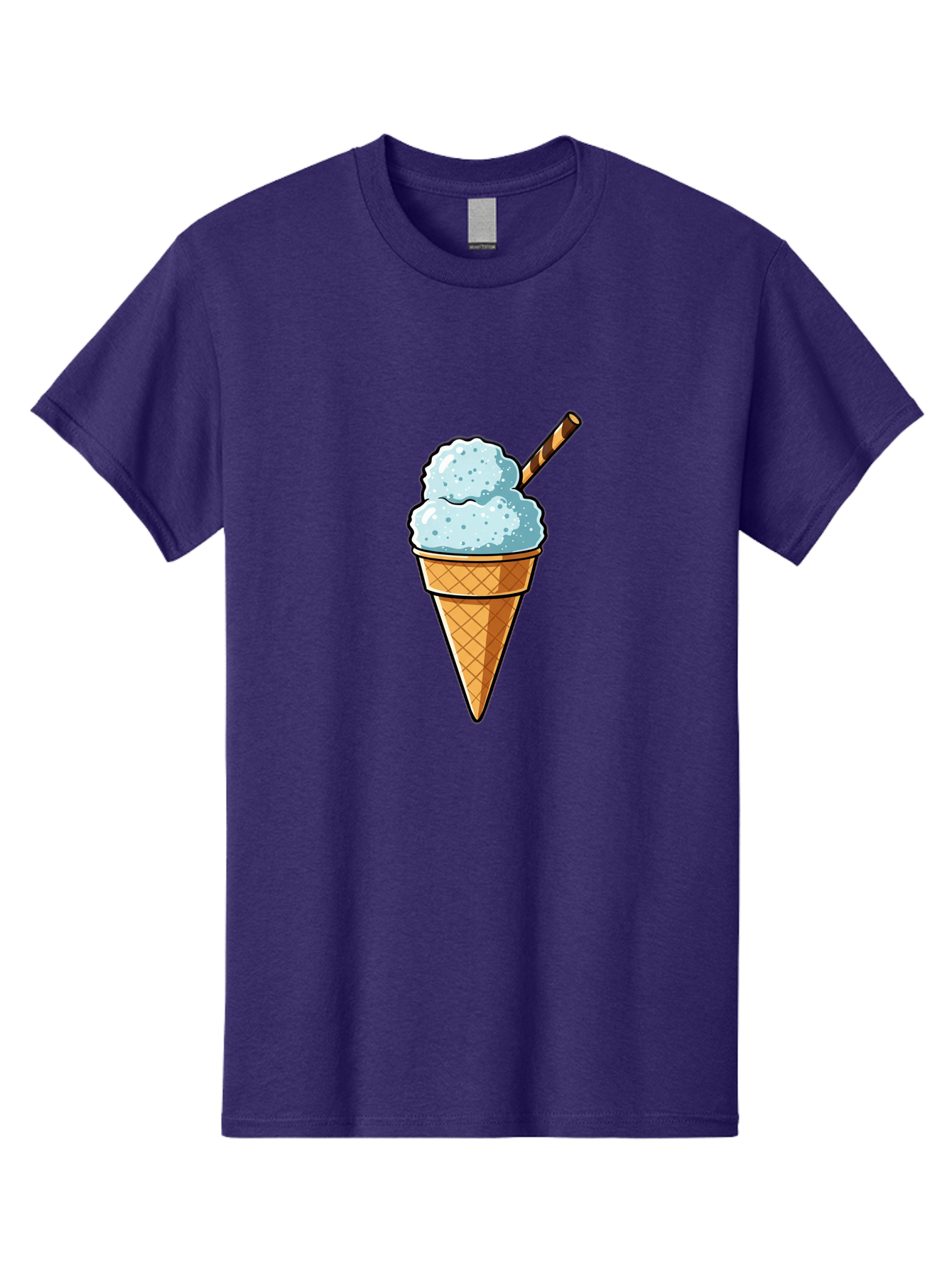 Ice-Cream-Cone-8 Men'S Graphic Tee, 100% Cotton, Comfortable Casual Summer Wear, Machine Washable, Blue Ice Cream, Waffle Cone, Striped Straw, Cartoon Style, Sweet Treat, Frozen Dessert, Summer Snack, Ice Cream Lover Baa869 13