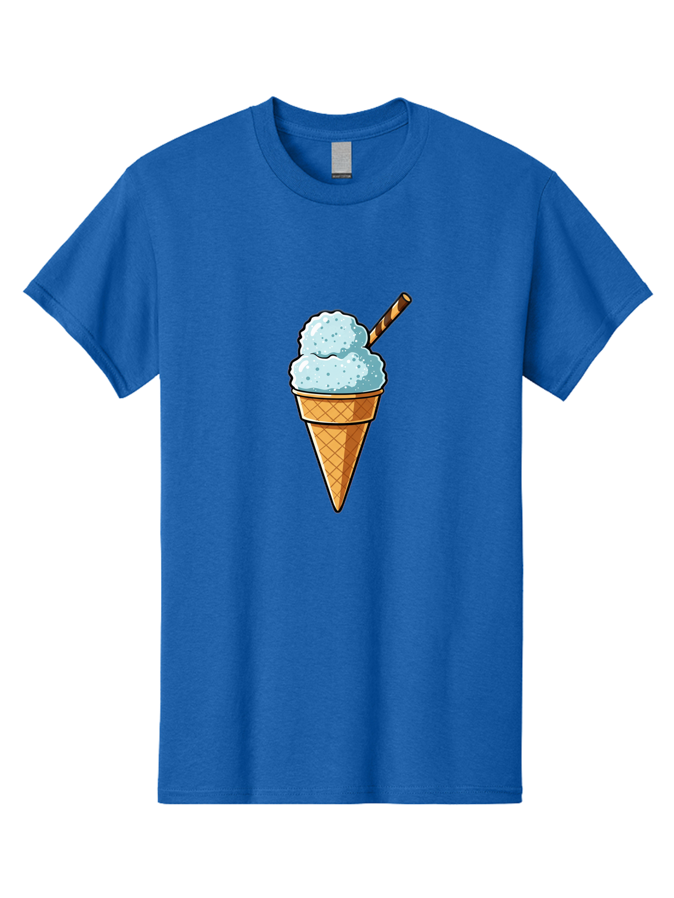 Ice-Cream-Cone-8 Men'S Graphic Tee, 100% Cotton, Comfortable Casual Summer Wear, Machine Washable, Blue Ice Cream, Waffle Cone, Striped Straw, Cartoon Style, Sweet Treat, Frozen Dessert, Summer Snack, Ice Cream Lover Baa869 5