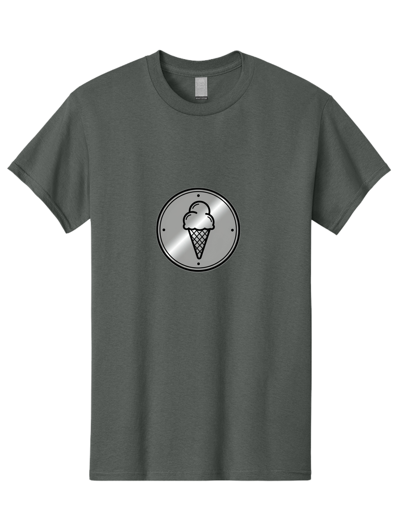 Ice-Cream-Cone-Icon Men'S Graphic Tee, 100% Cotton, Comfortable Casual Summer Wear, Machine Washable, Ice Cream Cone, Sweet Treat, Dessert Icon, Frozen Yogurt, Creamy Texture, Black Outline, Silver Badge, Modern Design, Simple Illustration Baa873 27