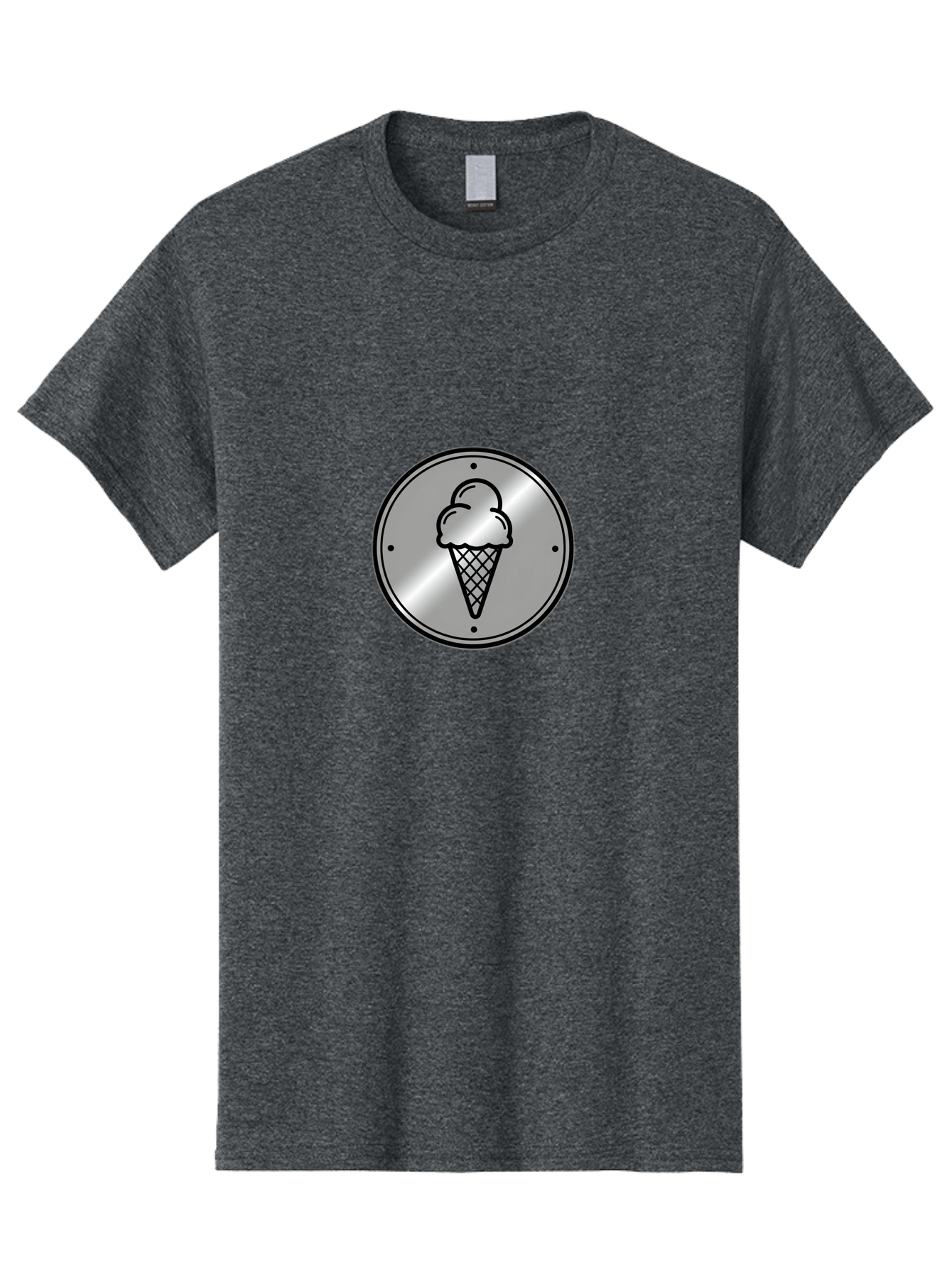 Ice-Cream-Cone-Icon Men'S Graphic Tee, 100% Cotton, Comfortable Casual Summer Wear, Machine Washable, Ice Cream Cone, Sweet Treat, Dessert Icon, Frozen Yogurt, Creamy Texture, Black Outline, Silver Badge, Modern Design, Simple Illustration Baa873 29