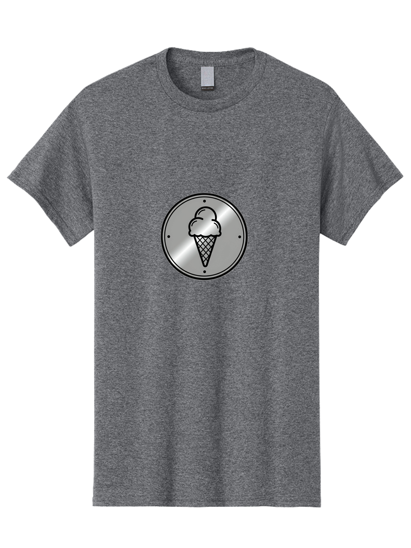 Ice-Cream-Cone-Icon Men'S Graphic Tee, 100% Cotton, Comfortable Casual Summer Wear, Machine Washable, Ice Cream Cone, Sweet Treat, Dessert Icon, Frozen Yogurt, Creamy Texture, Black Outline, Silver Badge, Modern Design, Simple Illustration Baa873 13