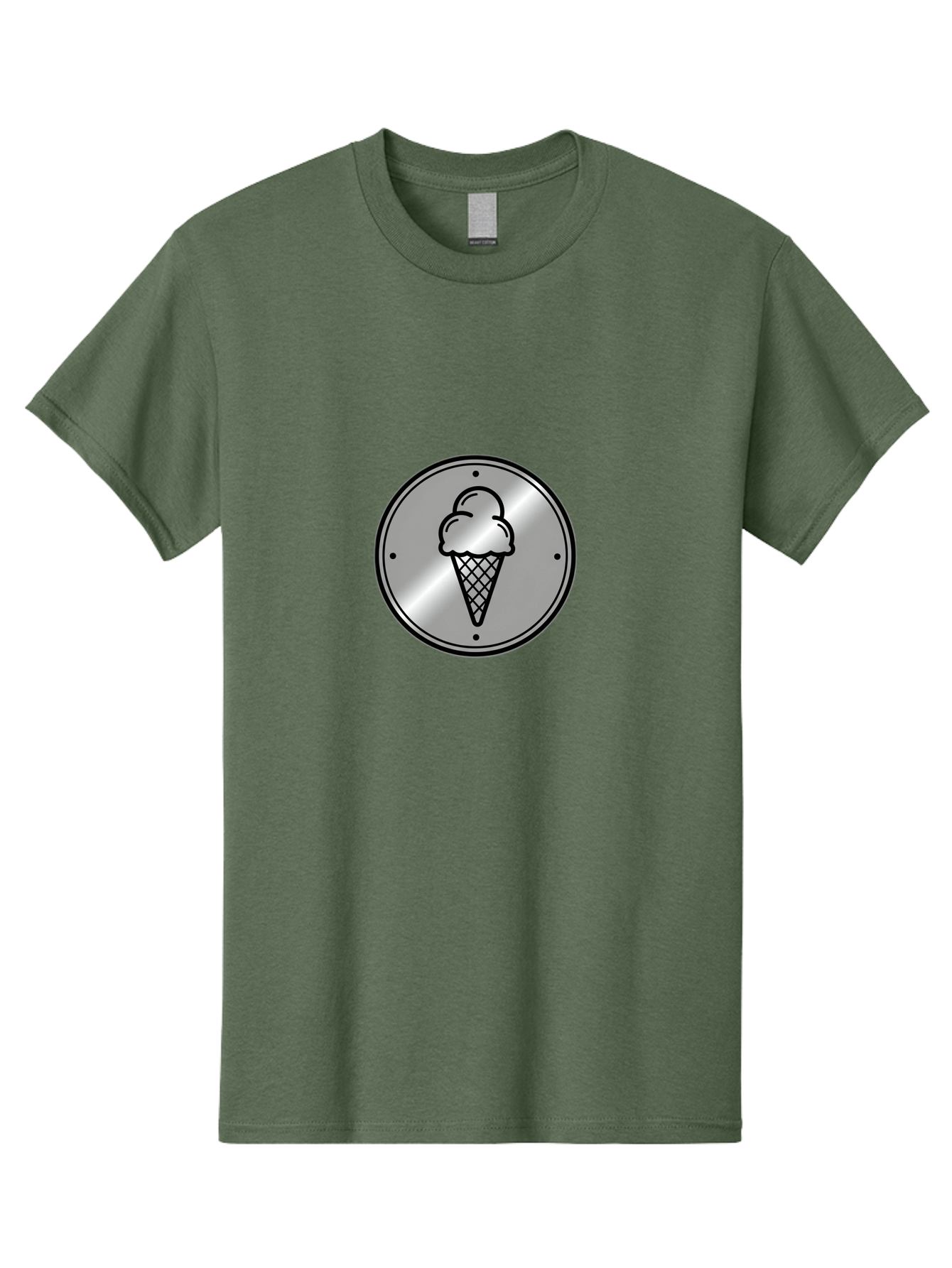 Ice-Cream-Cone-Icon Men'S Graphic Tee, 100% Cotton, Comfortable Casual Summer Wear, Machine Washable, Ice Cream Cone, Sweet Treat, Dessert Icon, Frozen Yogurt, Creamy Texture, Black Outline, Silver Badge, Modern Design, Simple Illustration Baa873 11