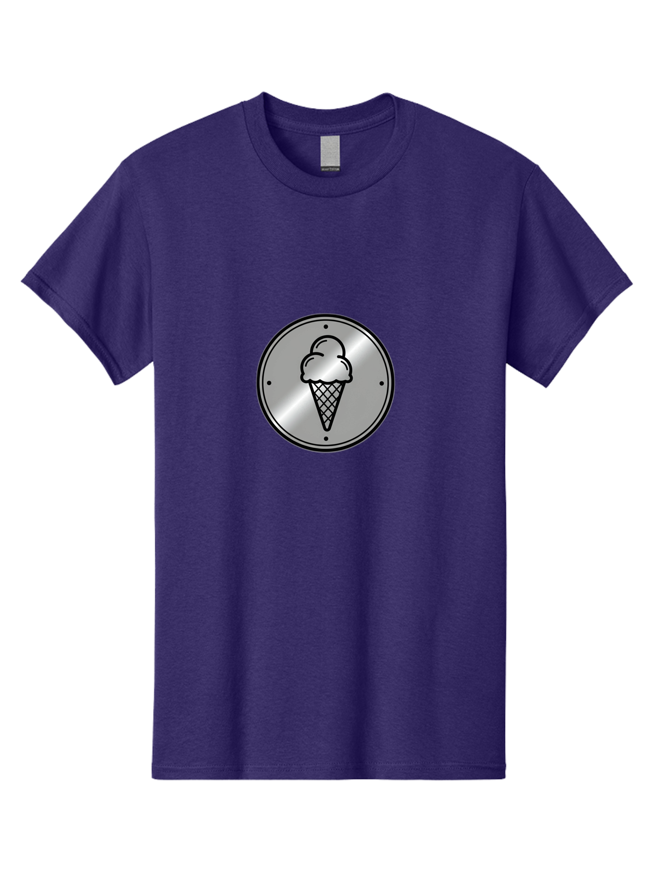 Ice-Cream-Cone-Icon Men'S Graphic Tee, 100% Cotton, Comfortable Casual Summer Wear, Machine Washable, Ice Cream Cone, Sweet Treat, Dessert Icon, Frozen Yogurt, Creamy Texture, Black Outline, Silver Badge, Modern Design, Simple Illustration Baa873 9