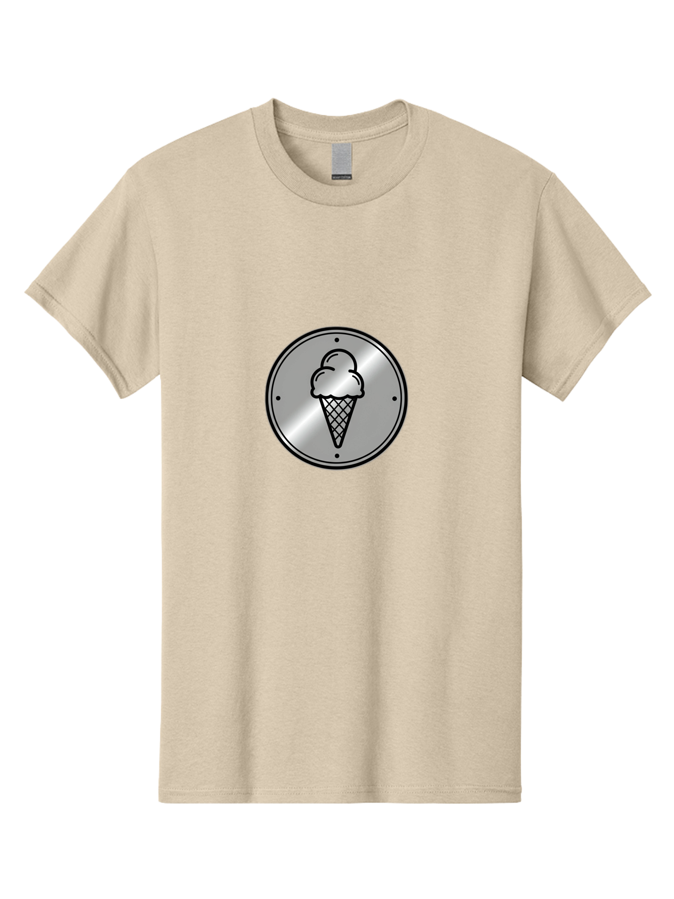 Ice-Cream-Cone-Icon Men'S Graphic Tee, 100% Cotton, Comfortable Casual Summer Wear, Machine Washable, Ice Cream Cone, Sweet Treat, Dessert Icon, Frozen Yogurt, Creamy Texture, Black Outline, Silver Badge, Modern Design, Simple Illustration Baa873 19
