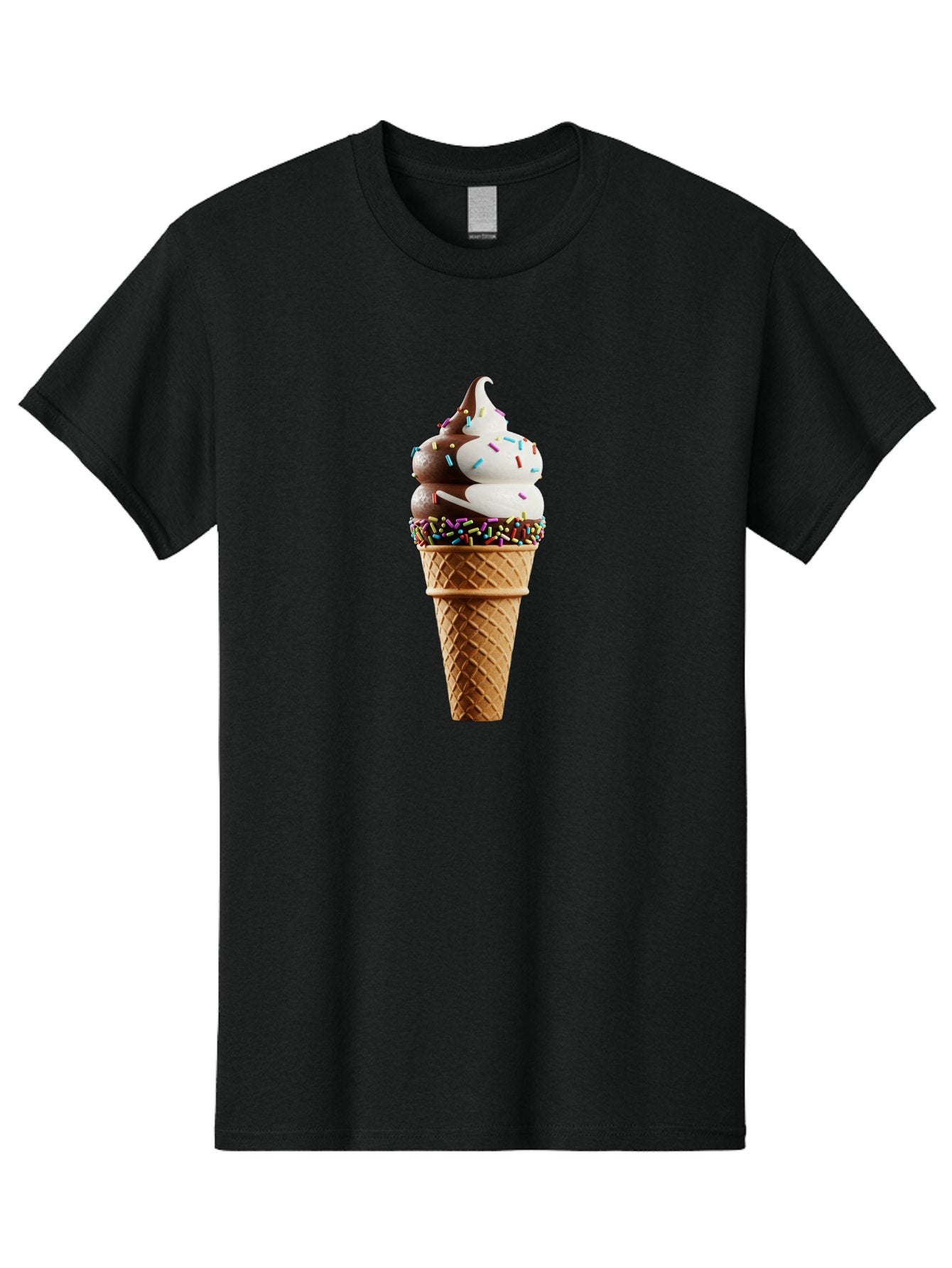 Ice-Cream-Cone Men'S Graphic Tee, 100% Cotton, Comfortable Casual Summer Wear, Machine Washable, Ice Cream Cone, Chocolate And Vanilla Swirl, Rainbow Sprinkles, Sweet Treat, Dessert Delight, Colorful Ice Cream, Tasty Cone, Fun Dessert, Baa875