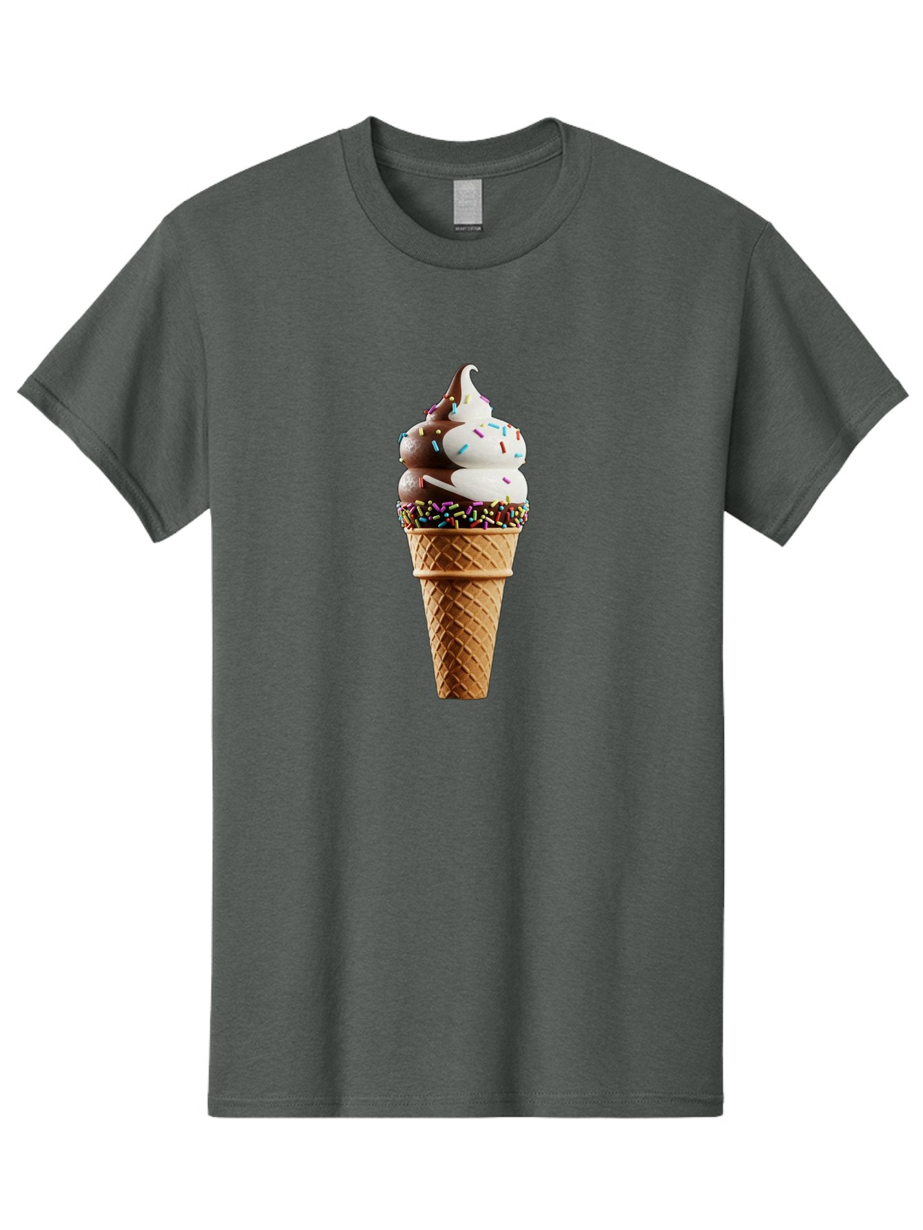 Ice-Cream-Cone Men'S Graphic Tee, 100% Cotton, Comfortable Casual Summer Wear, Machine Washable, Ice Cream Cone, Chocolate And Vanilla Swirl, Rainbow Sprinkles, Sweet Treat, Dessert Delight, Colorful Ice Cream, Tasty Cone, Fun Dessert, Baa875 10