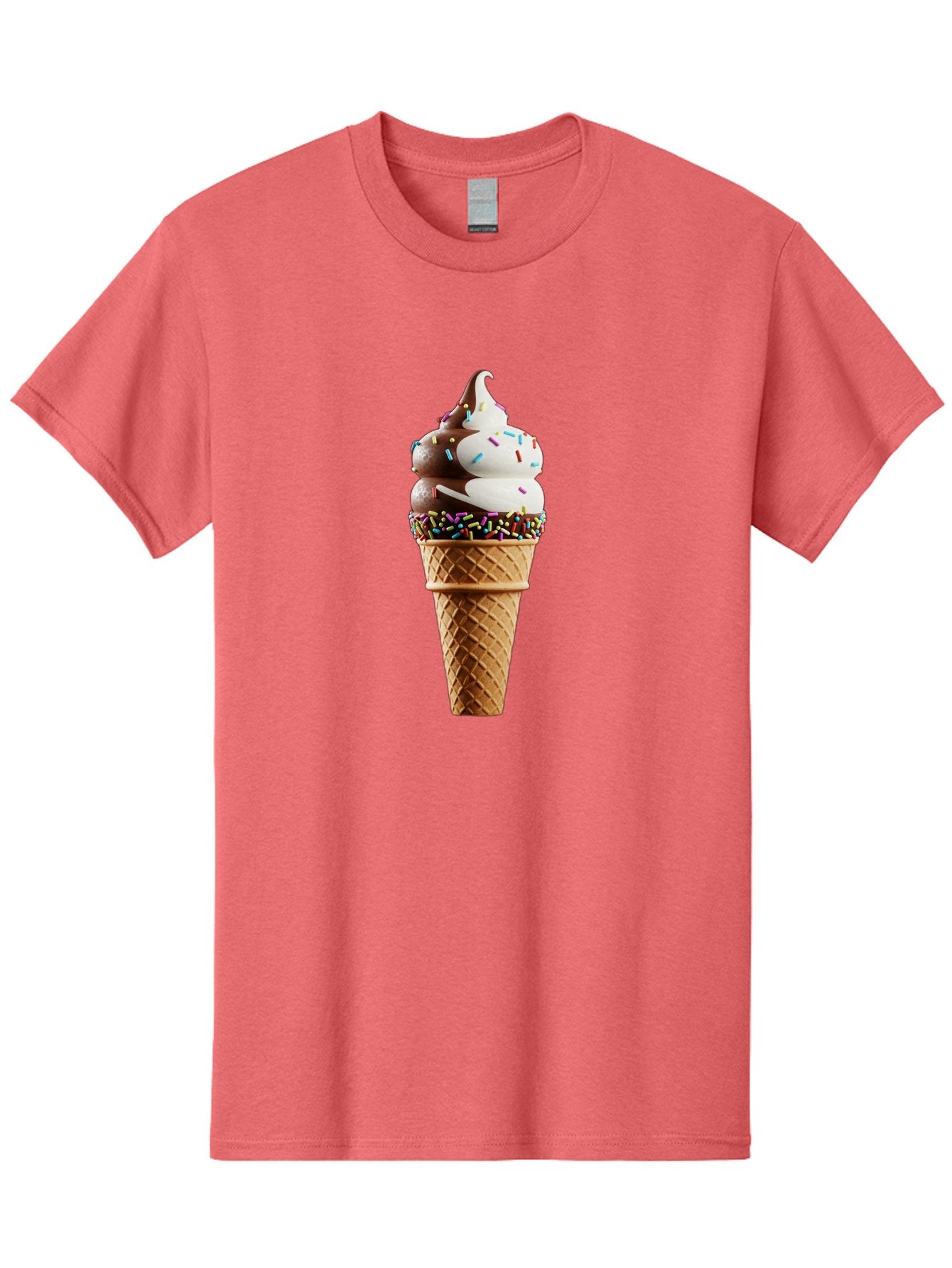 Ice-Cream-Cone Men'S Graphic Tee, 100% Cotton, Comfortable Casual Summer Wear, Machine Washable, Ice Cream Cone, Chocolate And Vanilla Swirl, Rainbow Sprinkles, Sweet Treat, Dessert Delight, Colorful Ice Cream, Tasty Cone, Fun Dessert, Baa875 7