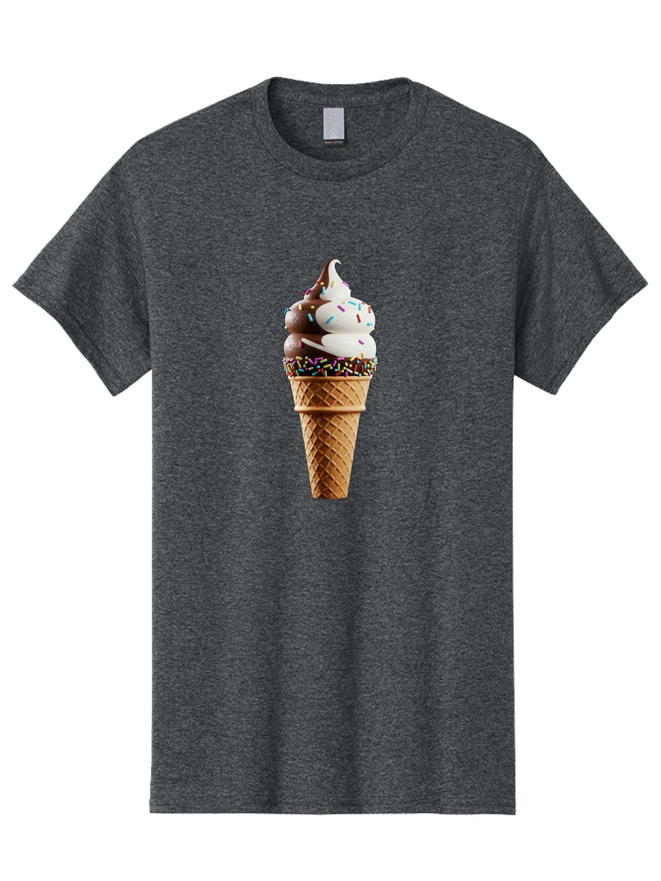 Ice-Cream-Cone Men'S Graphic Tee, 100% Cotton, Comfortable Casual Summer Wear, Machine Washable, Ice Cream Cone, Chocolate And Vanilla Swirl, Rainbow Sprinkles, Sweet Treat, Dessert Delight, Colorful Ice Cream, Tasty Cone, Fun Dessert, Baa875 13