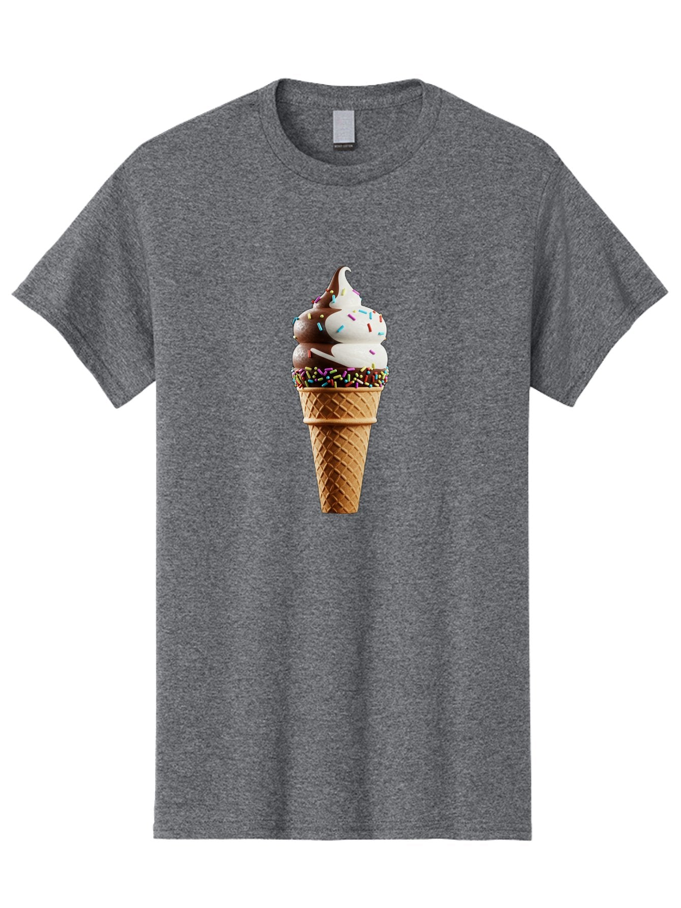 Ice-Cream-Cone Men'S Graphic Tee, 100% Cotton, Comfortable Casual Summer Wear, Machine Washable, Ice Cream Cone, Chocolate And Vanilla Swirl, Rainbow Sprinkles, Sweet Treat, Dessert Delight, Colorful Ice Cream, Tasty Cone, Fun Dessert, Baa875 6