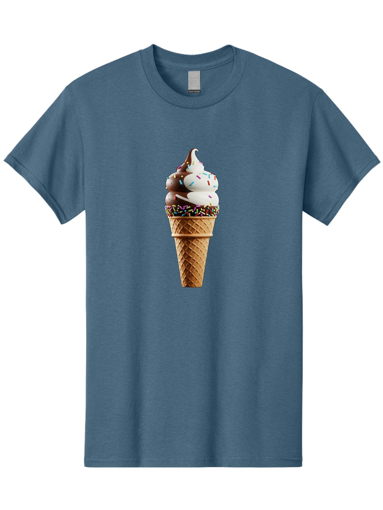 Ice-Cream-Cone Men'S Graphic Tee, 100% Cotton, Comfortable Casual Summer Wear, Machine Washable, Ice Cream Cone, Chocolate And Vanilla Swirl, Rainbow Sprinkles, Sweet Treat, Dessert Delight, Colorful Ice Cream, Tasty Cone, Fun Dessert, Baa875 11
