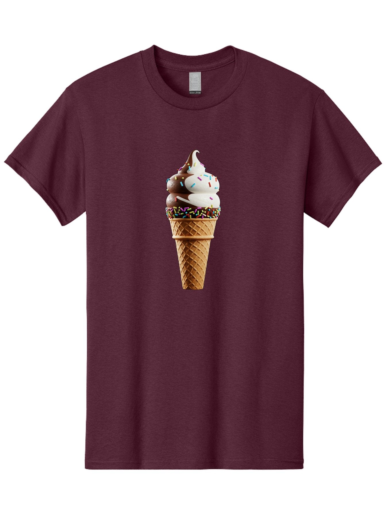 Ice-Cream-Cone Men'S Graphic Tee, 100% Cotton, Comfortable Casual Summer Wear, Machine Washable, Ice Cream Cone, Chocolate And Vanilla Swirl, Rainbow Sprinkles, Sweet Treat, Dessert Delight, Colorful Ice Cream, Tasty Cone, Fun Dessert, Baa875 3
