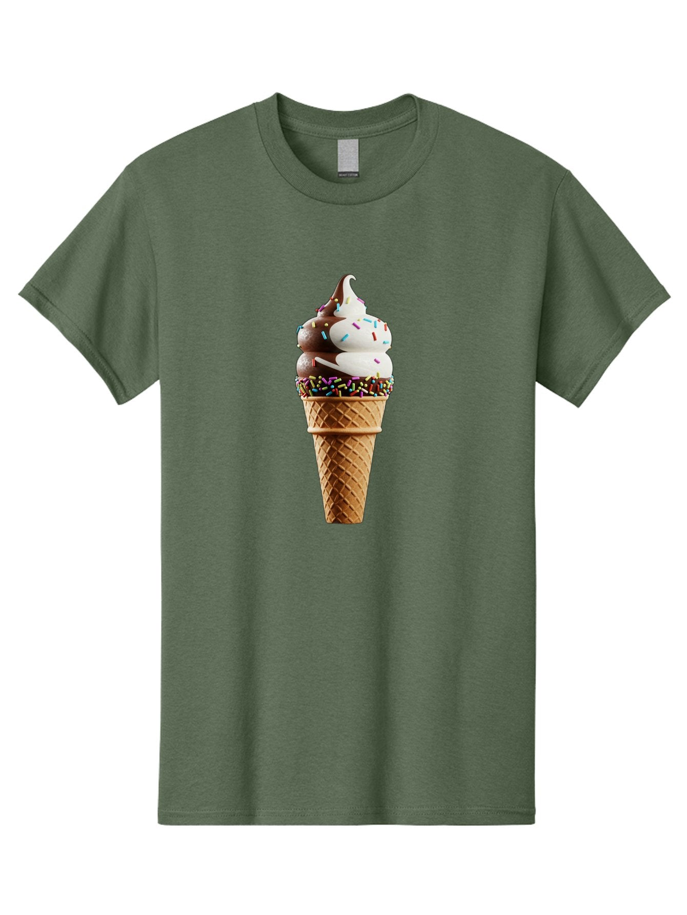 Ice-Cream-Cone Men'S Graphic Tee, 100% Cotton, Comfortable Casual Summer Wear, Machine Washable, Ice Cream Cone, Chocolate And Vanilla Swirl, Rainbow Sprinkles, Sweet Treat, Dessert Delight, Colorful Ice Cream, Tasty Cone, Fun Dessert, Baa875 5