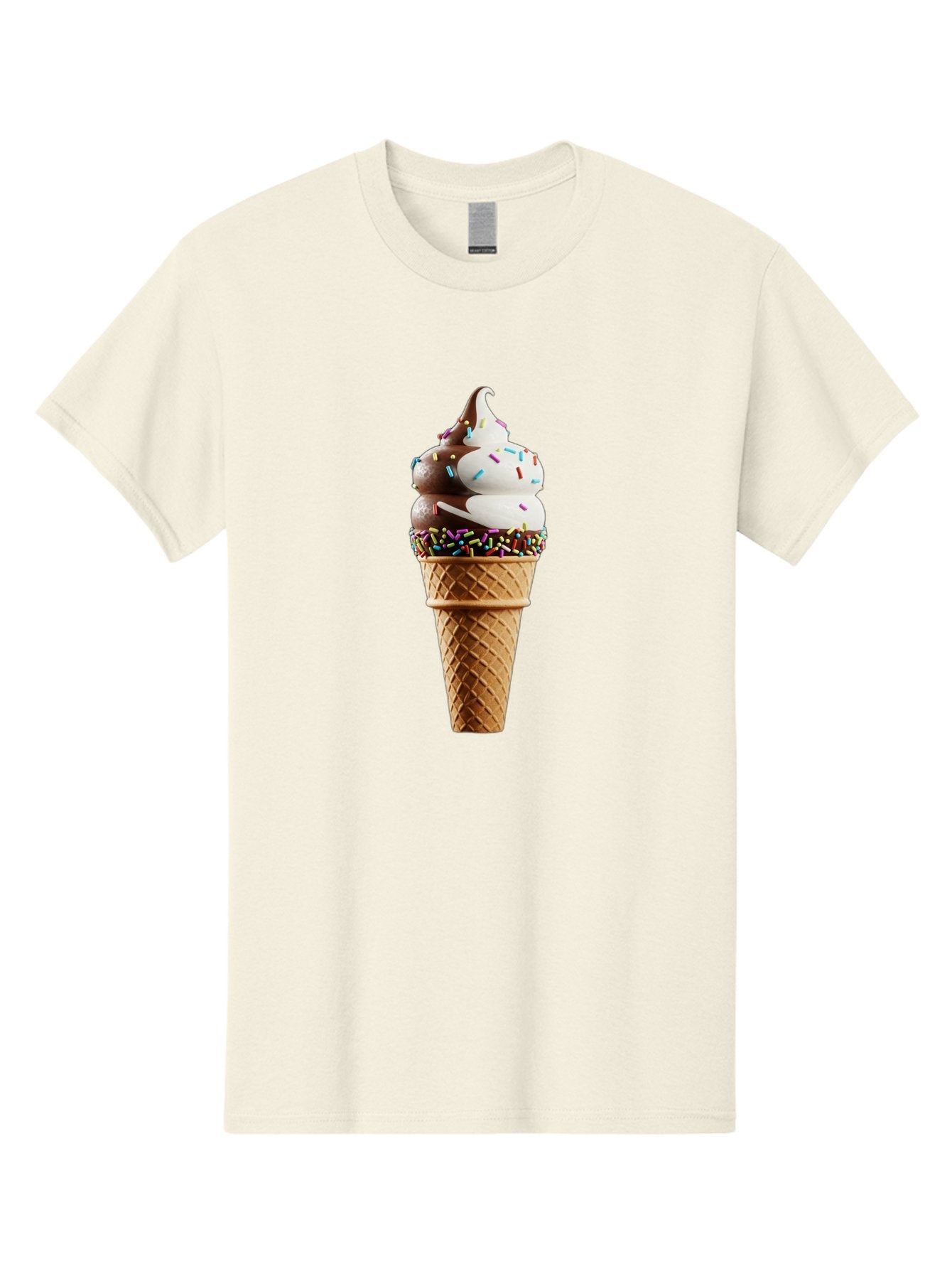 Ice-Cream-Cone Men'S Graphic Tee, 100% Cotton, Comfortable Casual Summer Wear, Machine Washable, Ice Cream Cone, Chocolate And Vanilla Swirl, Rainbow Sprinkles, Sweet Treat, Dessert Delight, Colorful Ice Cream, Tasty Cone, Fun Dessert, Baa875 4
