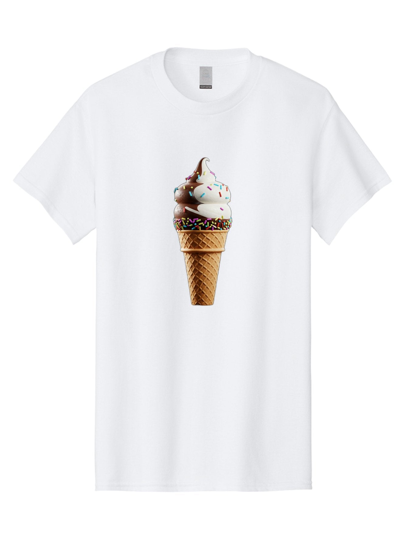 Ice-Cream-Cone Men'S Graphic Tee, 100% Cotton, Comfortable Casual Summer Wear, Machine Washable, Ice Cream Cone, Chocolate And Vanilla Swirl, Rainbow Sprinkles, Sweet Treat, Dessert Delight, Colorful Ice Cream, Tasty Cone, Fun Dessert, Baa875 8