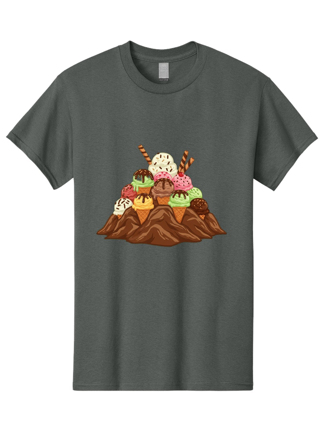 Ice-Cream-Cones Men'S Graphic Tee, 100% Cotton, Comfortable Casual Summer Wear, Machine Washable, Ice Cream Cones, Chocolate Sauce, Sprinkles, Waffle Cones, Colorful Ice Cream, Sweet Treats, Dessert Delights, Tasty Ice Cream, Dessert Art, Baa877 9