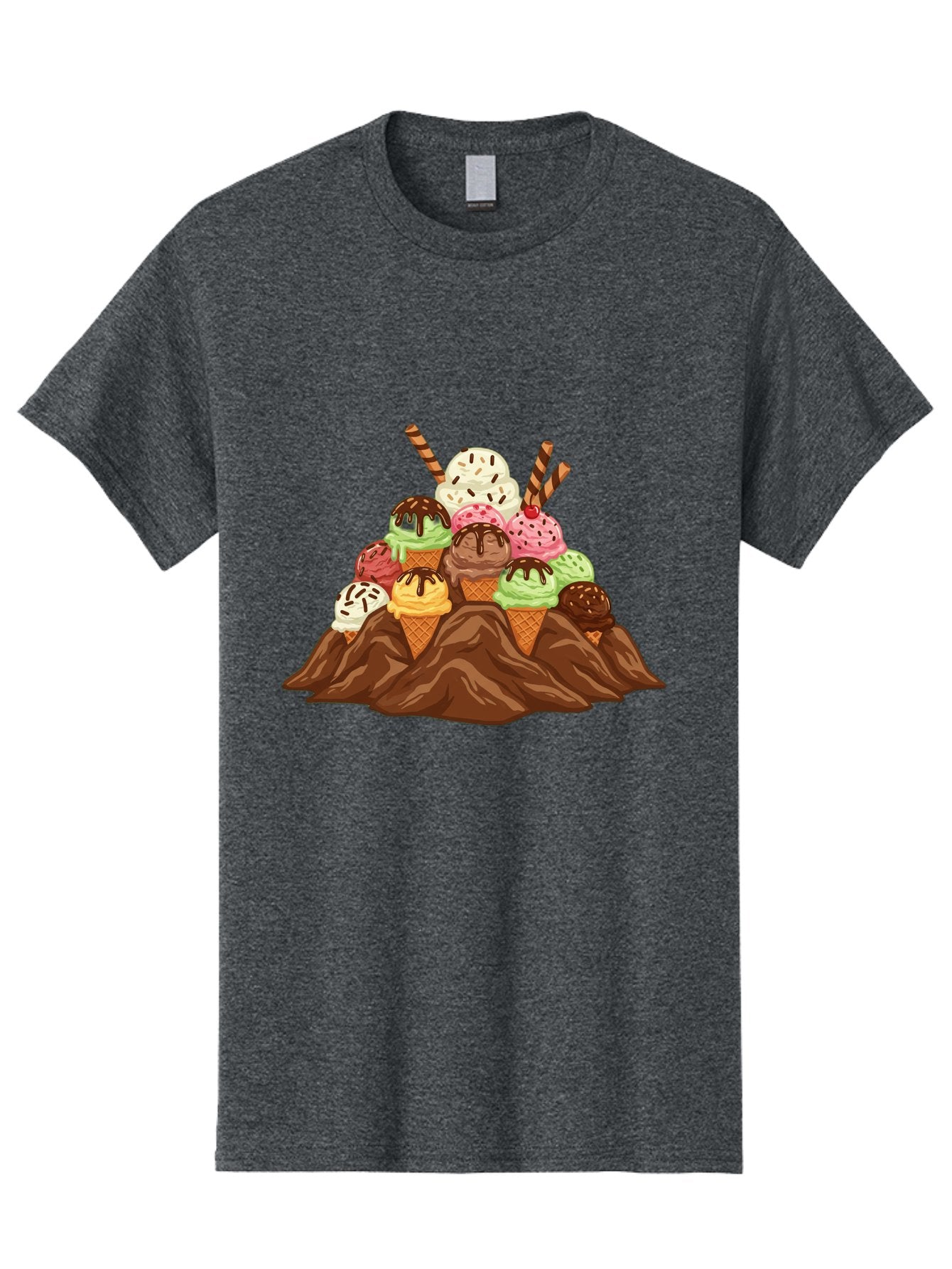 Ice-Cream-Cones Men'S Graphic Tee, 100% Cotton, Comfortable Casual Summer Wear, Machine Washable, Ice Cream Cones, Chocolate Sauce, Sprinkles, Waffle Cones, Colorful Ice Cream, Sweet Treats, Dessert Delights, Tasty Ice Cream, Dessert Art, Baa877 8