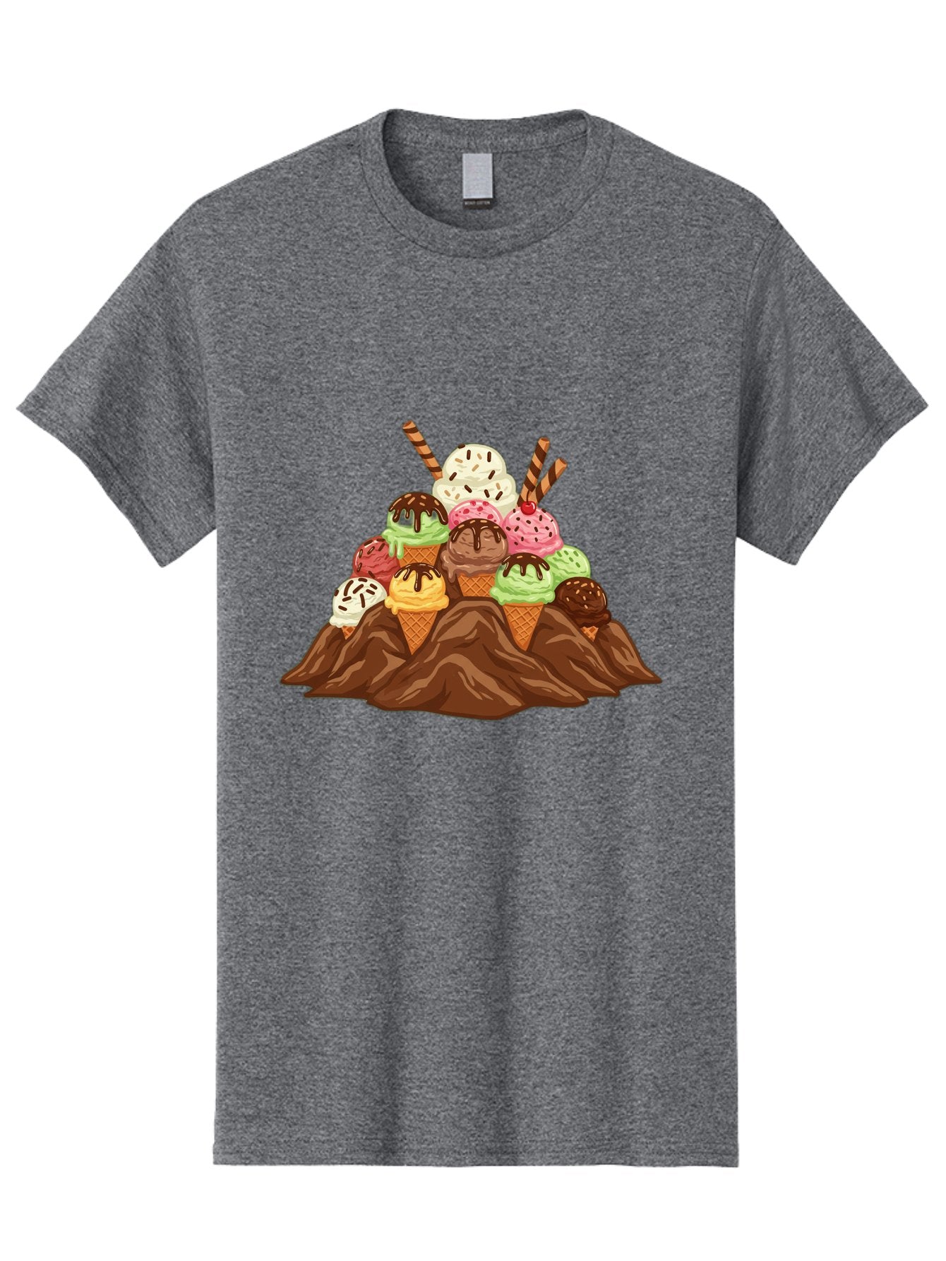 Ice-Cream-Cones Men'S Graphic Tee, 100% Cotton, Comfortable Casual Summer Wear, Machine Washable, Ice Cream Cones, Chocolate Sauce, Sprinkles, Waffle Cones, Colorful Ice Cream, Sweet Treats, Dessert Delights, Tasty Ice Cream, Dessert Art, Baa877