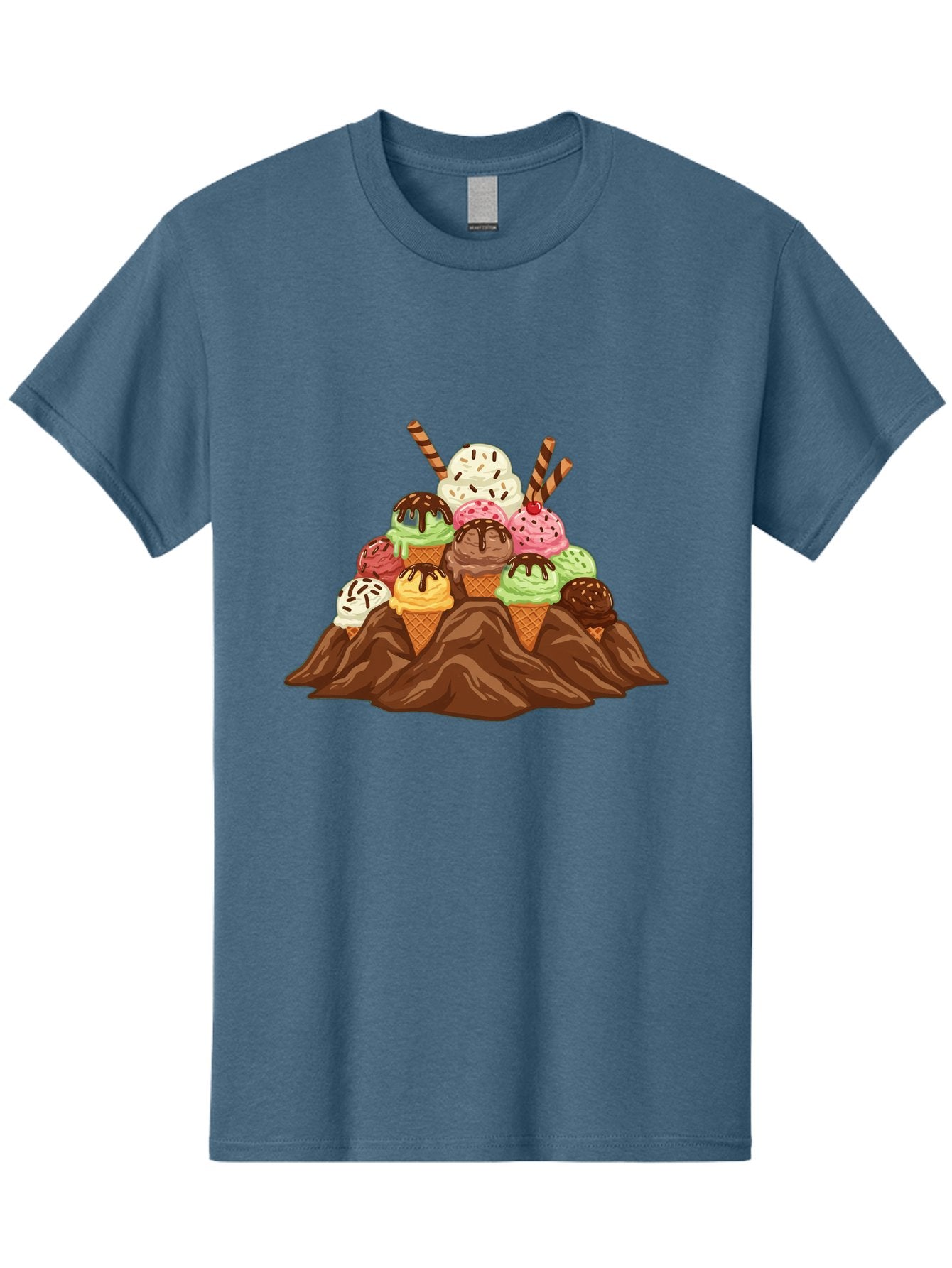 Ice-Cream-Cones Men'S Graphic Tee, 100% Cotton, Comfortable Casual Summer Wear, Machine Washable, Ice Cream Cones, Chocolate Sauce, Sprinkles, Waffle Cones, Colorful Ice Cream, Sweet Treats, Dessert Delights, Tasty Ice Cream, Dessert Art, Baa877 6