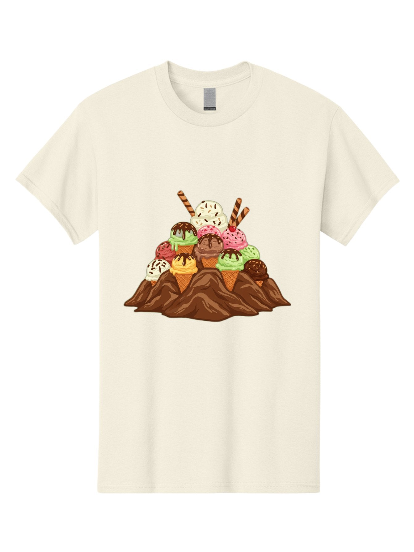 Ice-Cream-Cones Men'S Graphic Tee, 100% Cotton, Comfortable Casual Summer Wear, Machine Washable, Ice Cream Cones, Chocolate Sauce, Sprinkles, Waffle Cones, Colorful Ice Cream, Sweet Treats, Dessert Delights, Tasty Ice Cream, Dessert Art, Baa877 7