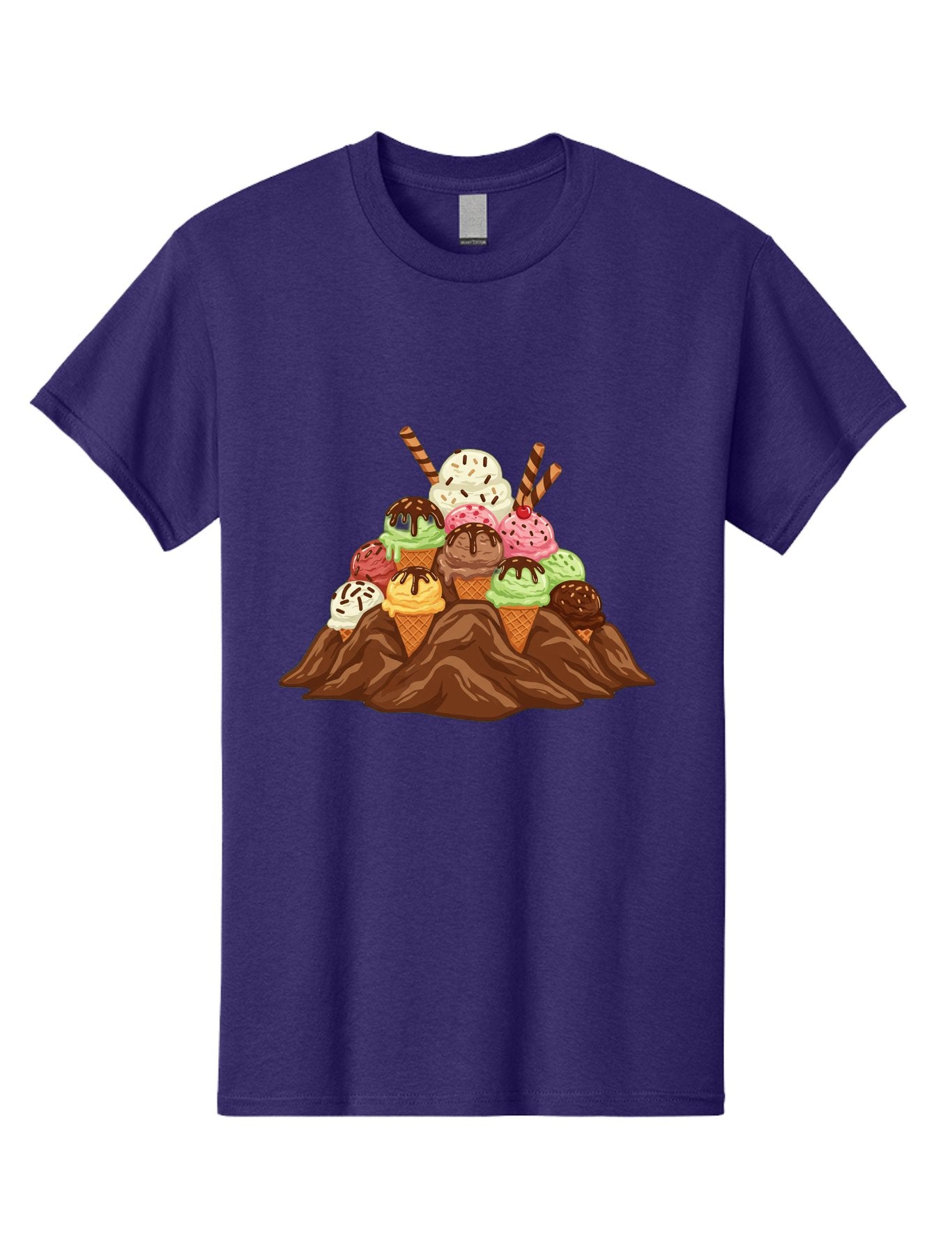 Ice-Cream-Cones Men'S Graphic Tee, 100% Cotton, Comfortable Casual Summer Wear, Machine Washable, Ice Cream Cones, Chocolate Sauce, Sprinkles, Waffle Cones, Colorful Ice Cream, Sweet Treats, Dessert Delights, Tasty Ice Cream, Dessert Art, Baa877 12