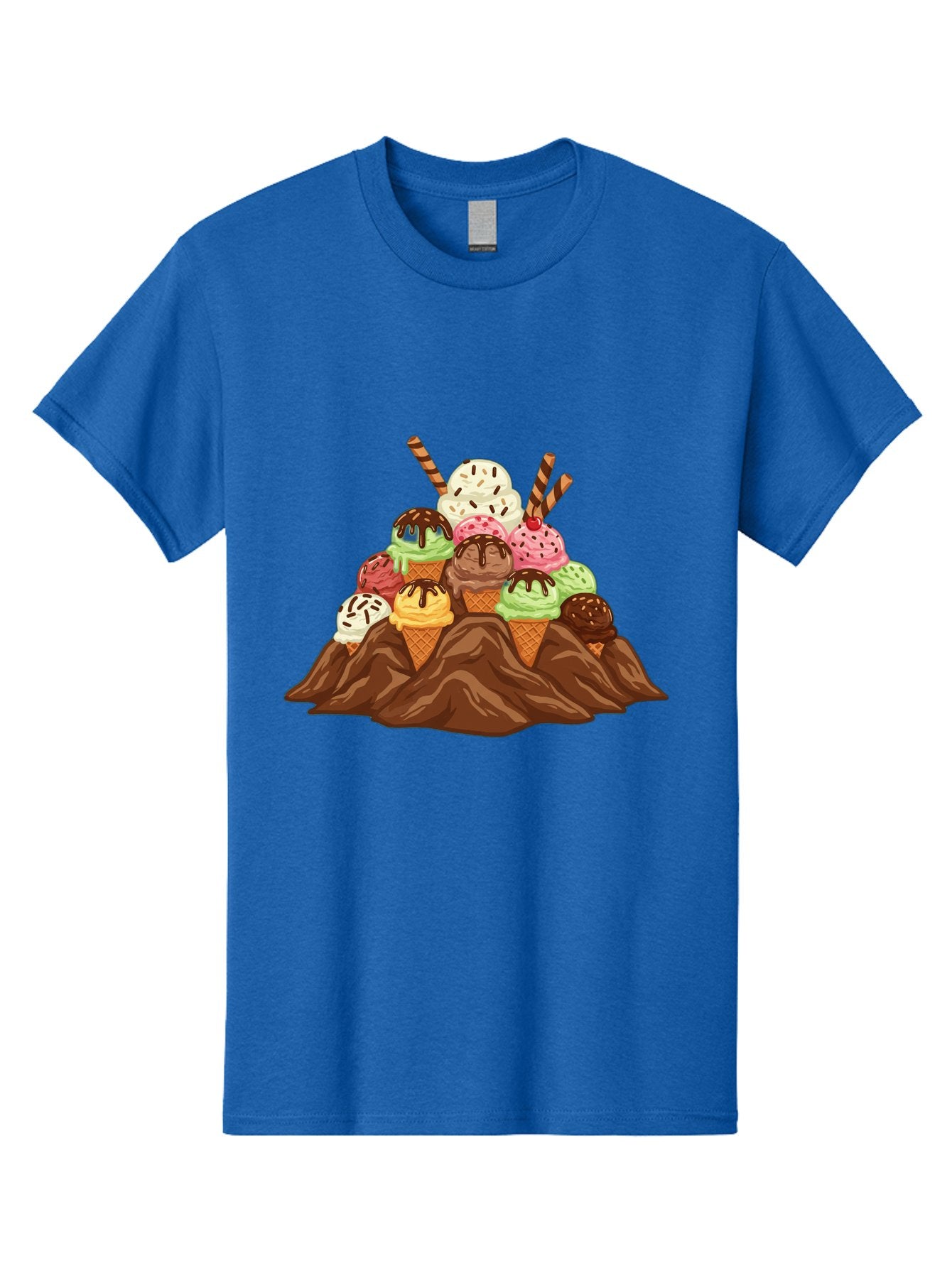 Ice-Cream-Cones Men'S Graphic Tee, 100% Cotton, Comfortable Casual Summer Wear, Machine Washable, Ice Cream Cones, Chocolate Sauce, Sprinkles, Waffle Cones, Colorful Ice Cream, Sweet Treats, Dessert Delights, Tasty Ice Cream, Dessert Art, Baa877 10