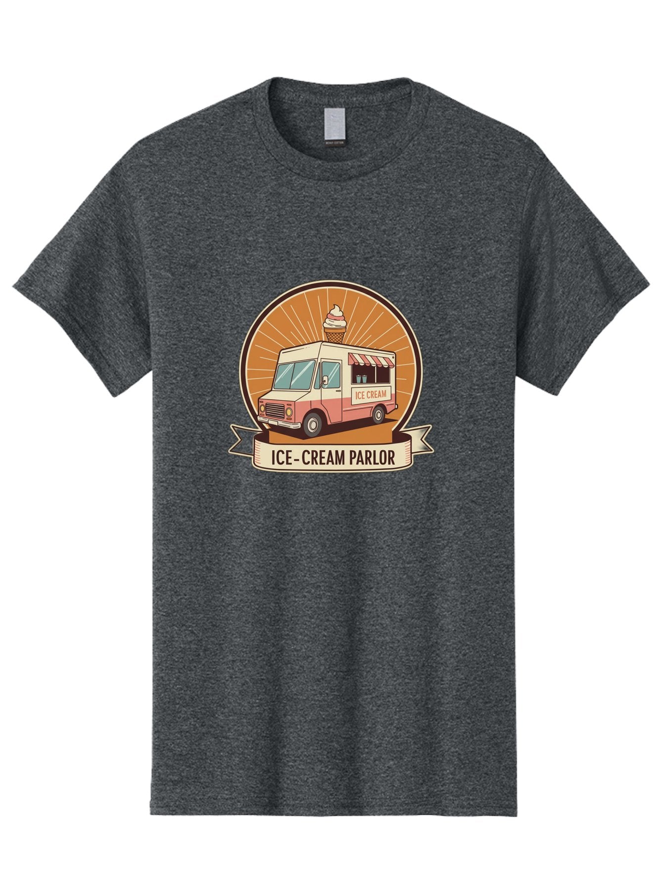 Ice-Cream-Parlor Men'S Graphic Tee, 100% Cotton, Comfortable Casual Summer Wear, Machine Washable, Ice Cream Truck, Ice Cream Parlor, Vintage Truck, Sweet Treats, Retro Style, Ice Cream Cone, Dessert Delight, Summertime Fun, Nostalgic Charm Baa878 5