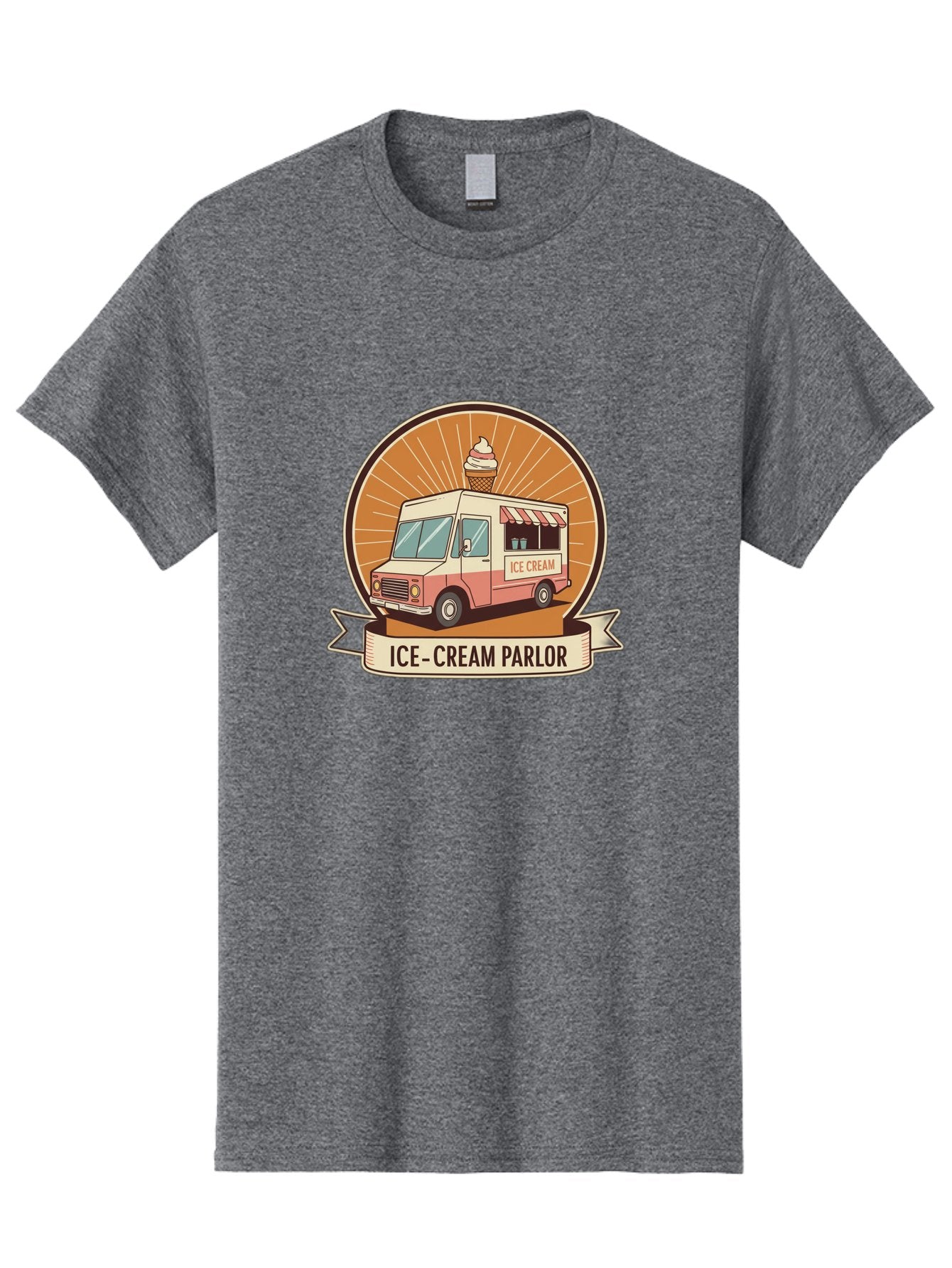 Ice-Cream-Parlor Men'S Graphic Tee, 100% Cotton, Comfortable Casual Summer Wear, Machine Washable, Ice Cream Truck, Ice Cream Parlor, Vintage Truck, Sweet Treats, Retro Style, Ice Cream Cone, Dessert Delight, Summertime Fun, Nostalgic Charm Baa878 10