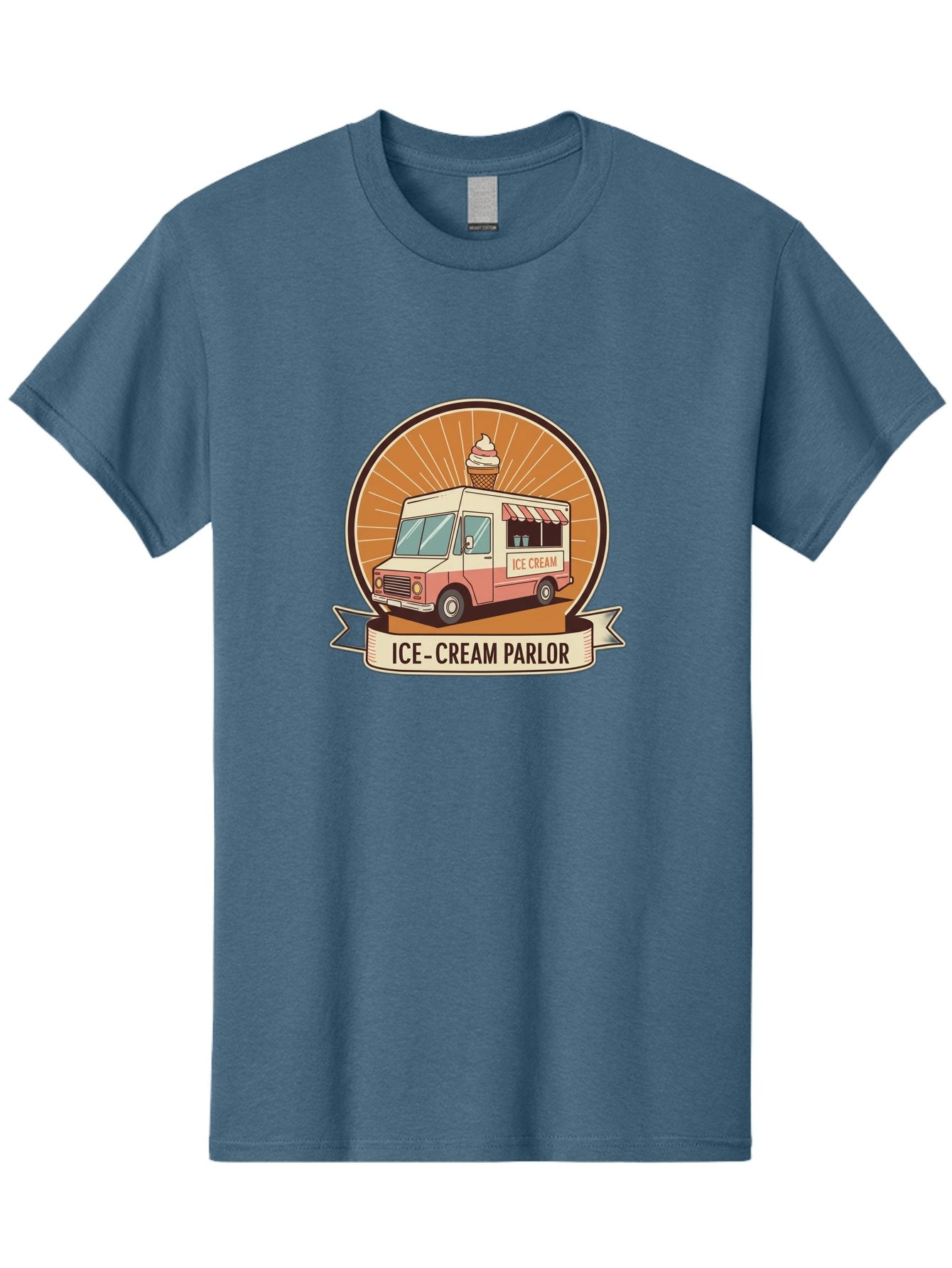 Ice-Cream-Parlor Men'S Graphic Tee, 100% Cotton, Comfortable Casual Summer Wear, Machine Washable, Ice Cream Truck, Ice Cream Parlor, Vintage Truck, Sweet Treats, Retro Style, Ice Cream Cone, Dessert Delight, Summertime Fun, Nostalgic Charm Baa878