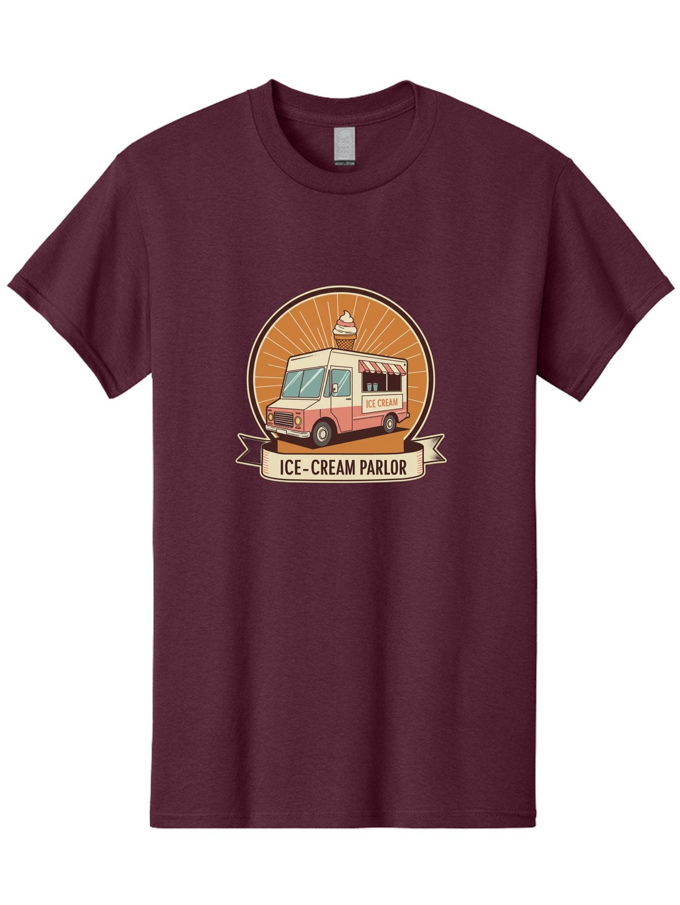 Ice-Cream-Parlor Men'S Graphic Tee, 100% Cotton, Comfortable Casual Summer Wear, Machine Washable, Ice Cream Truck, Ice Cream Parlor, Vintage Truck, Sweet Treats, Retro Style, Ice Cream Cone, Dessert Delight, Summertime Fun, Nostalgic Charm Baa878 11