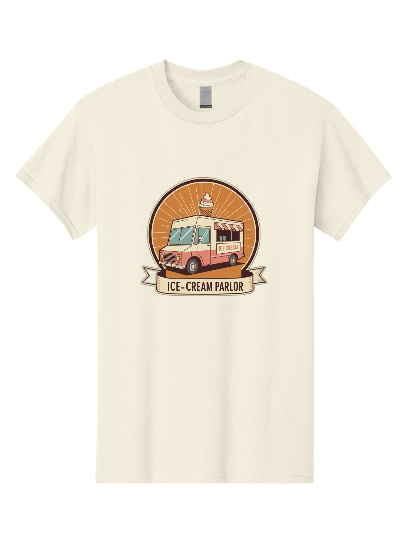 Ice-Cream-Parlor Men'S Graphic Tee, 100% Cotton, Comfortable Casual Summer Wear, Machine Washable, Ice Cream Truck, Ice Cream Parlor, Vintage Truck, Sweet Treats, Retro Style, Ice Cream Cone, Dessert Delight, Summertime Fun, Nostalgic Charm Baa878 3