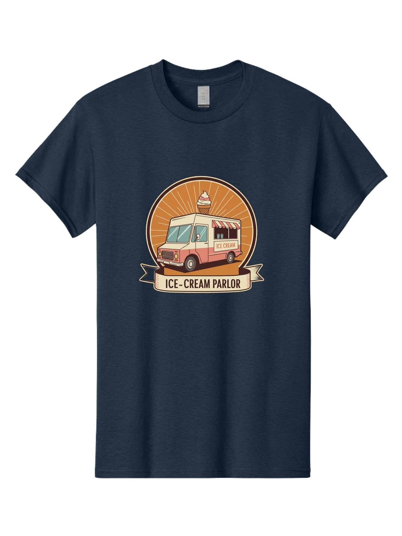 Ice-Cream-Parlor Men'S Graphic Tee, 100% Cotton, Comfortable Casual Summer Wear, Machine Washable, Ice Cream Truck, Ice Cream Parlor, Vintage Truck, Sweet Treats, Retro Style, Ice Cream Cone, Dessert Delight, Summertime Fun, Nostalgic Charm Baa878 4