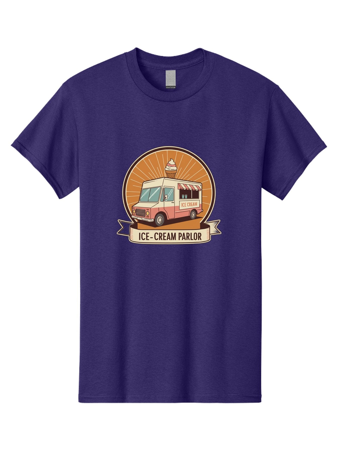 Ice-Cream-Parlor Men'S Graphic Tee, 100% Cotton, Comfortable Casual Summer Wear, Machine Washable, Ice Cream Truck, Ice Cream Parlor, Vintage Truck, Sweet Treats, Retro Style, Ice Cream Cone, Dessert Delight, Summertime Fun, Nostalgic Charm Baa878 8