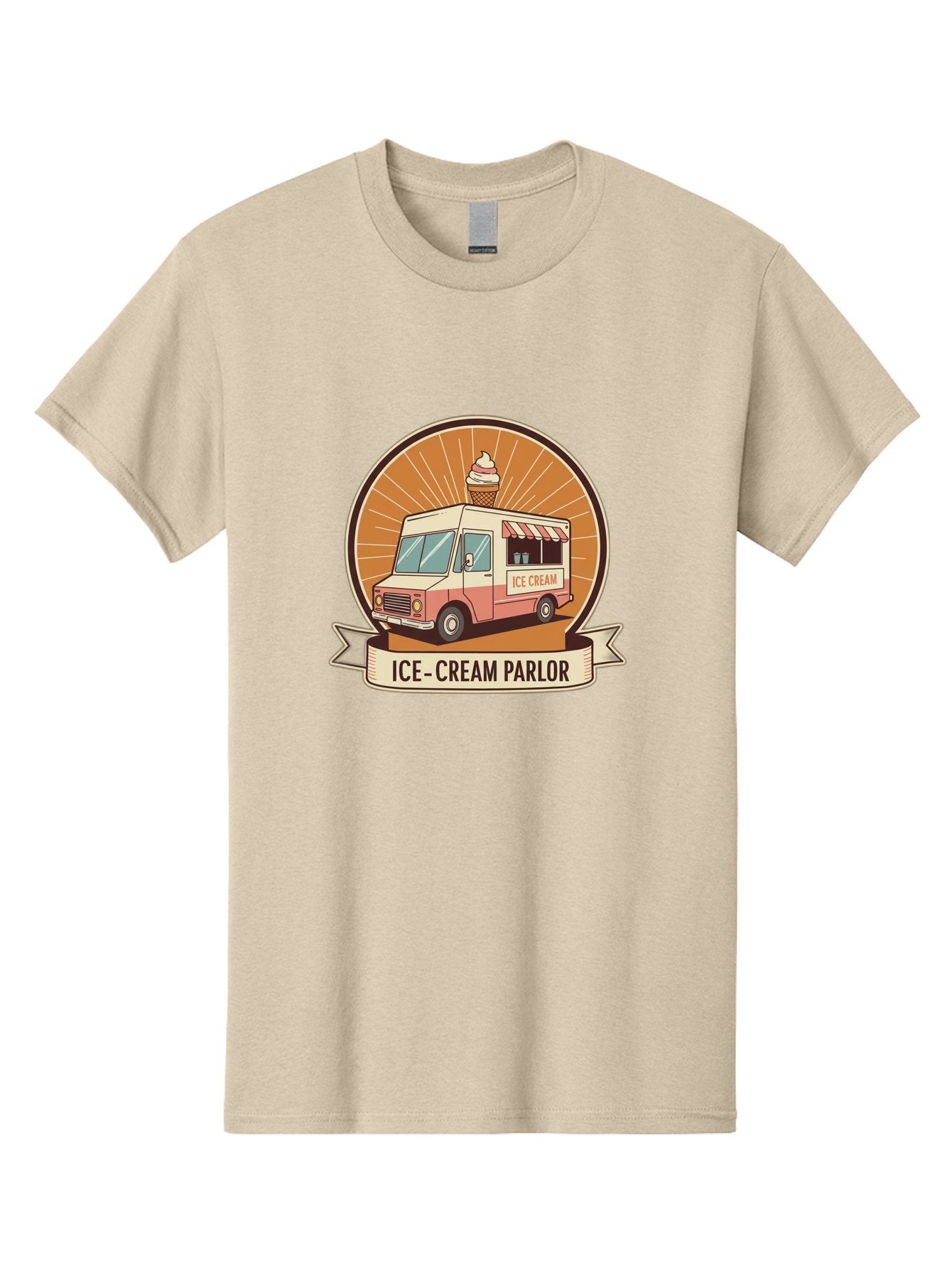 Ice-Cream-Parlor Men'S Graphic Tee, 100% Cotton, Comfortable Casual Summer Wear, Machine Washable, Ice Cream Truck, Ice Cream Parlor, Vintage Truck, Sweet Treats, Retro Style, Ice Cream Cone, Dessert Delight, Summertime Fun, Nostalgic Charm Baa878 6