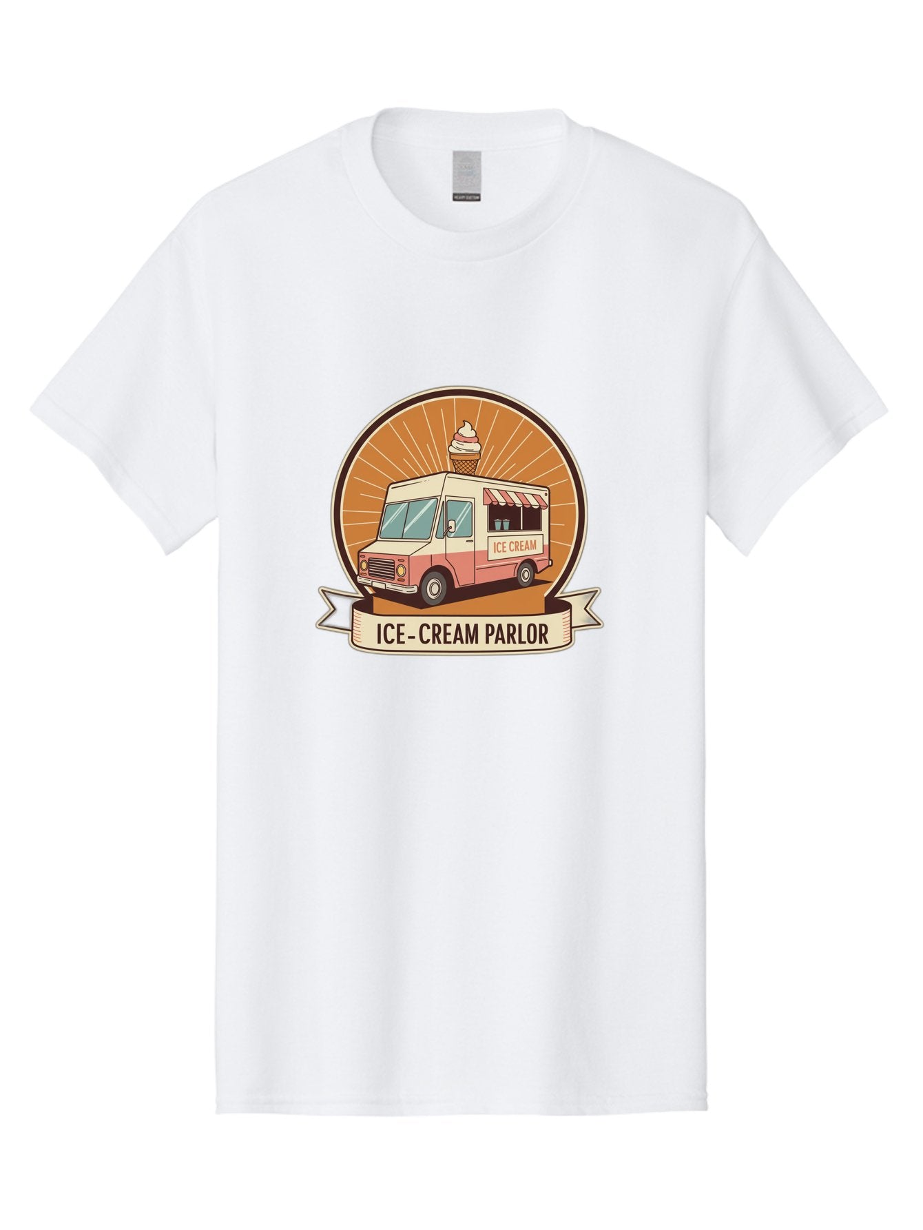 Ice-Cream-Parlor Men'S Graphic Tee, 100% Cotton, Comfortable Casual Summer Wear, Machine Washable, Ice Cream Truck, Ice Cream Parlor, Vintage Truck, Sweet Treats, Retro Style, Ice Cream Cone, Dessert Delight, Summertime Fun, Nostalgic Charm Baa878 12