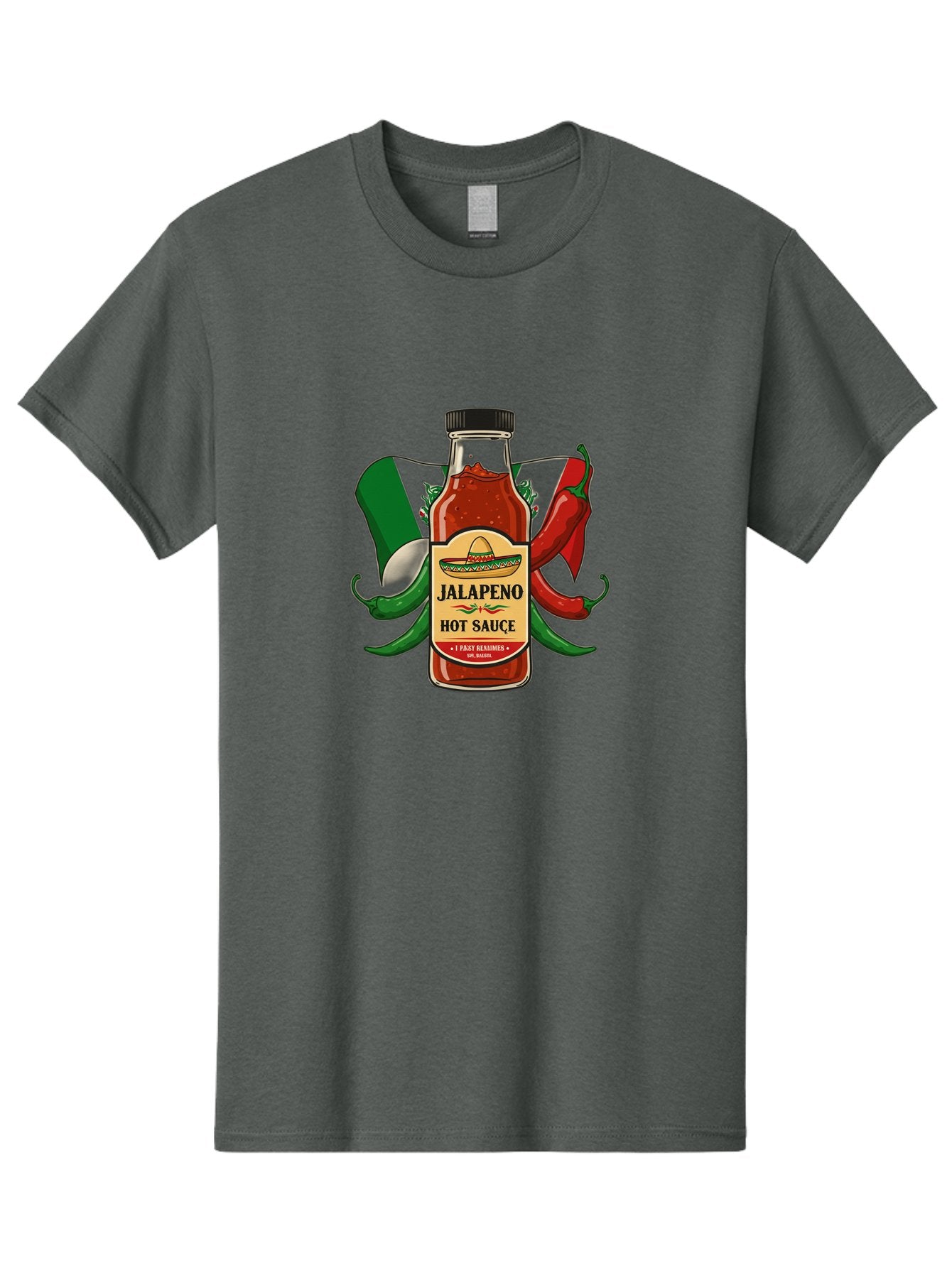 Jalapeno-Hot-Sauce Men'S Graphic Tee, 100% Cotton, Comfortable Casual Summer Wear, Machine Washable, Jalapeno Hot Sauce, Spicy Condiment, Mexican Cuisine, Hot Peppers, Chili Peppers, Jalapeno Peppers, Salsa, Hot Sauce Bottle, Condiment Bottle Baa882 10