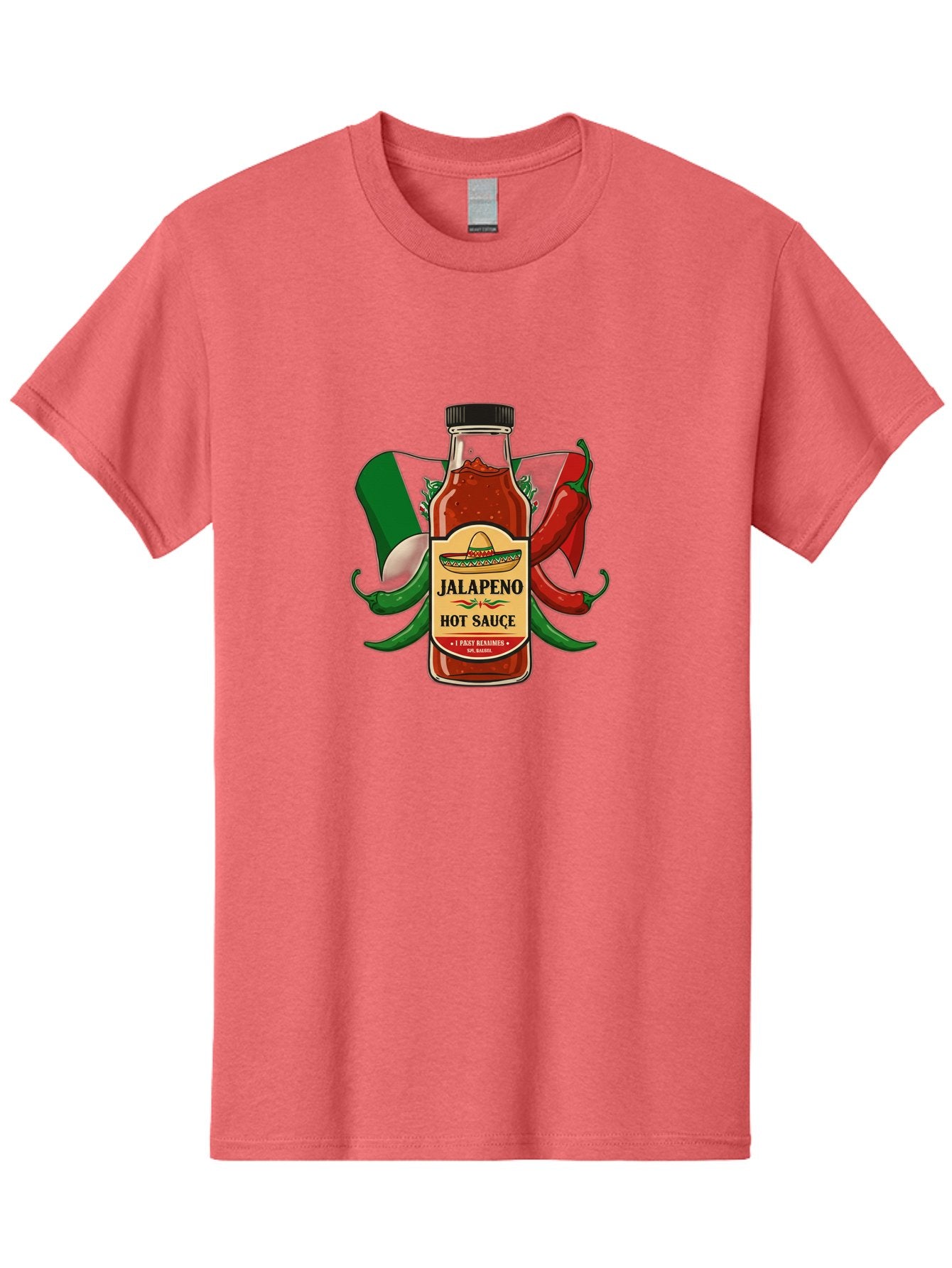 Jalapeno-Hot-Sauce Men'S Graphic Tee, 100% Cotton, Comfortable Casual Summer Wear, Machine Washable, Jalapeno Hot Sauce, Spicy Condiment, Mexican Cuisine, Hot Peppers, Chili Peppers, Jalapeno Peppers, Salsa, Hot Sauce Bottle, Condiment Bottle Baa882 9