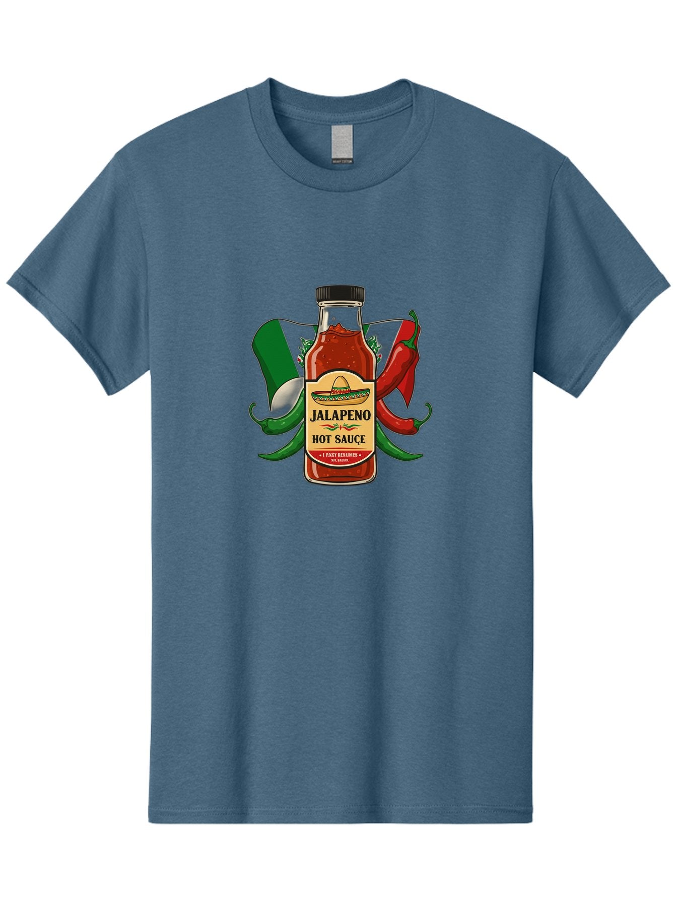 Jalapeno-Hot-Sauce Men'S Graphic Tee, 100% Cotton, Comfortable Casual Summer Wear, Machine Washable, Jalapeno Hot Sauce, Spicy Condiment, Mexican Cuisine, Hot Peppers, Chili Peppers, Jalapeno Peppers, Salsa, Hot Sauce Bottle, Condiment Bottle Baa882 3