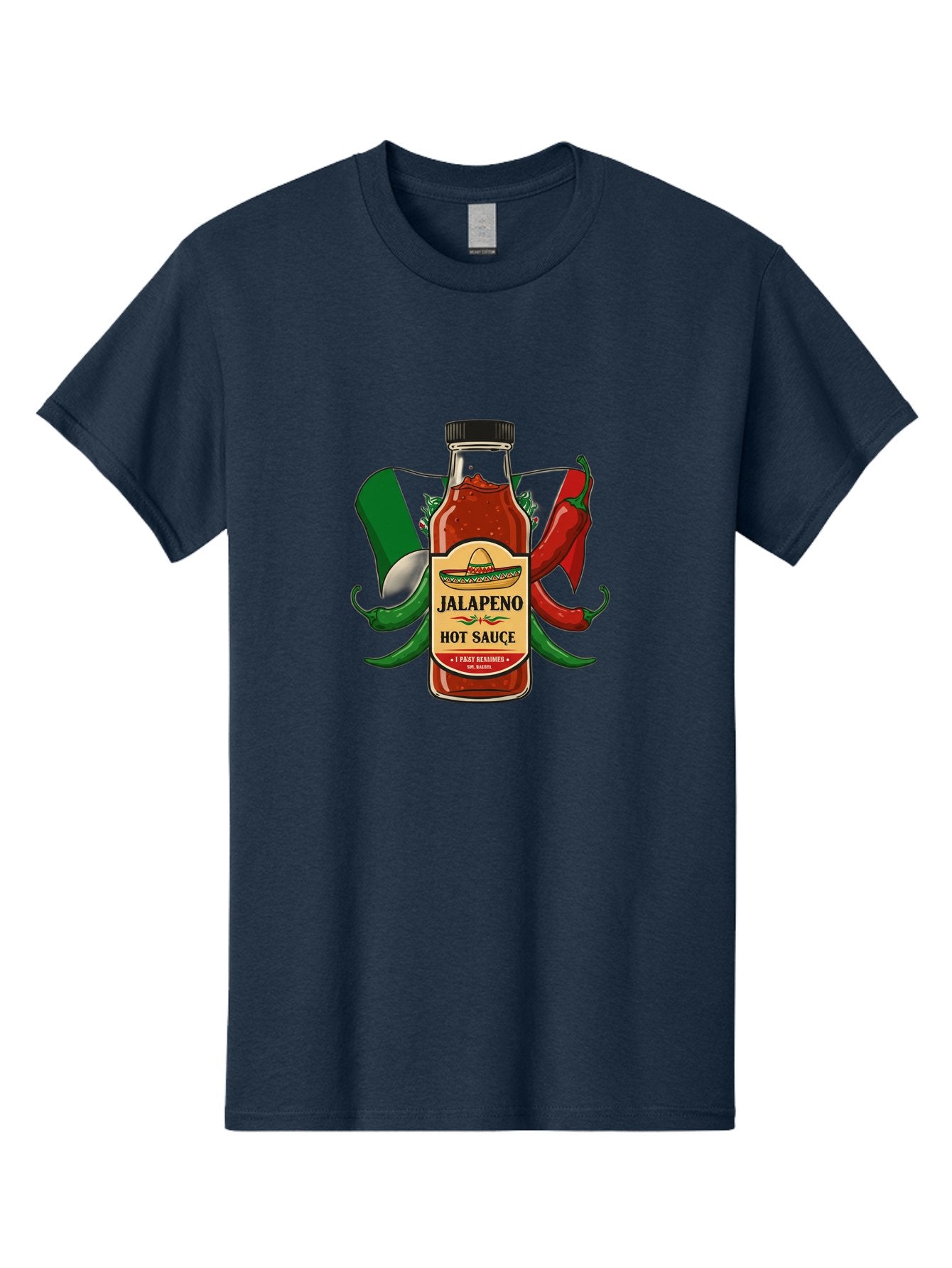 Jalapeno-Hot-Sauce Men'S Graphic Tee, 100% Cotton, Comfortable Casual Summer Wear, Machine Washable, Jalapeno Hot Sauce, Spicy Condiment, Mexican Cuisine, Hot Peppers, Chili Peppers, Jalapeno Peppers, Salsa, Hot Sauce Bottle, Condiment Bottle Baa882 7