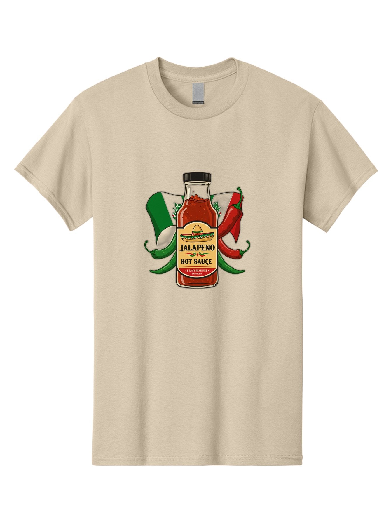 Jalapeno-Hot-Sauce Men'S Graphic Tee, 100% Cotton, Comfortable Casual Summer Wear, Machine Washable, Jalapeno Hot Sauce, Spicy Condiment, Mexican Cuisine, Hot Peppers, Chili Peppers, Jalapeno Peppers, Salsa, Hot Sauce Bottle, Condiment Bottle Baa882 14
