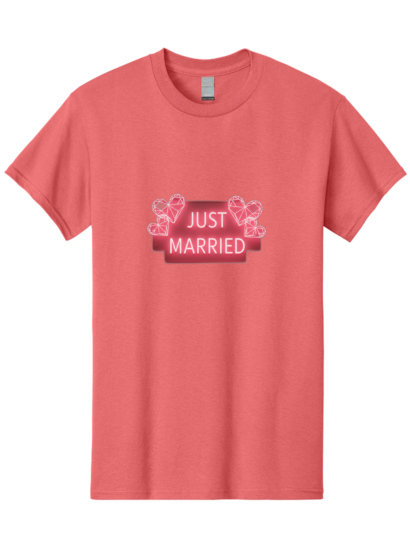 Just-Married-10 Men'S Graphic Tee, 100% Cotton, Comfortable Casual Summer Wear, Machine Washable, Just Married Sign, Wedding Decoration, Love Hearts, Neon Sign, Pink Hearts, Wedding Celebration, Geometric Hearts, Festive Decoration, Baa884 27