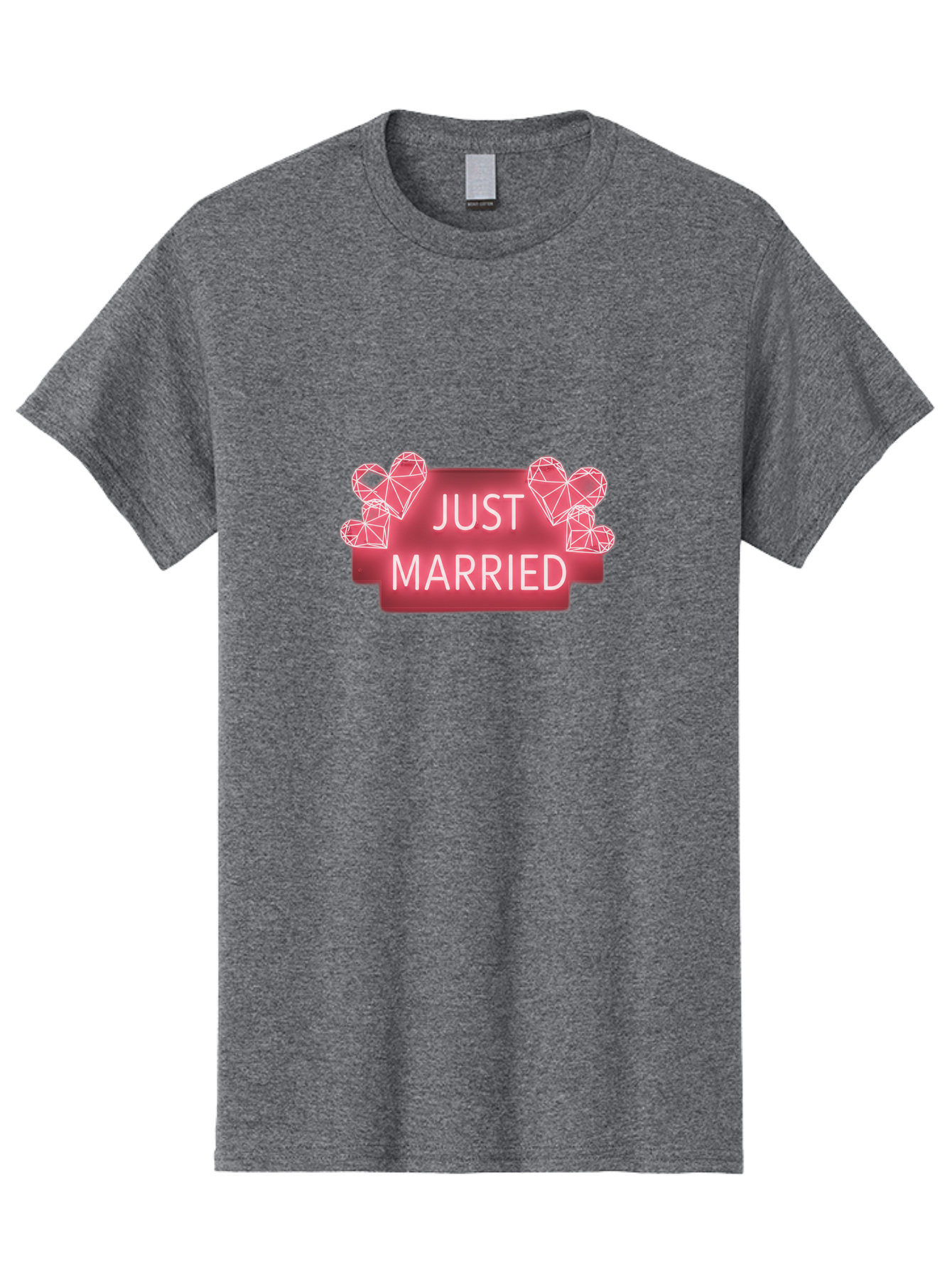 Just-Married-10 Men'S Graphic Tee, 100% Cotton, Comfortable Casual Summer Wear, Machine Washable, Just Married Sign, Wedding Decoration, Love Hearts, Neon Sign, Pink Hearts, Wedding Celebration, Geometric Hearts, Festive Decoration, Baa884 19
