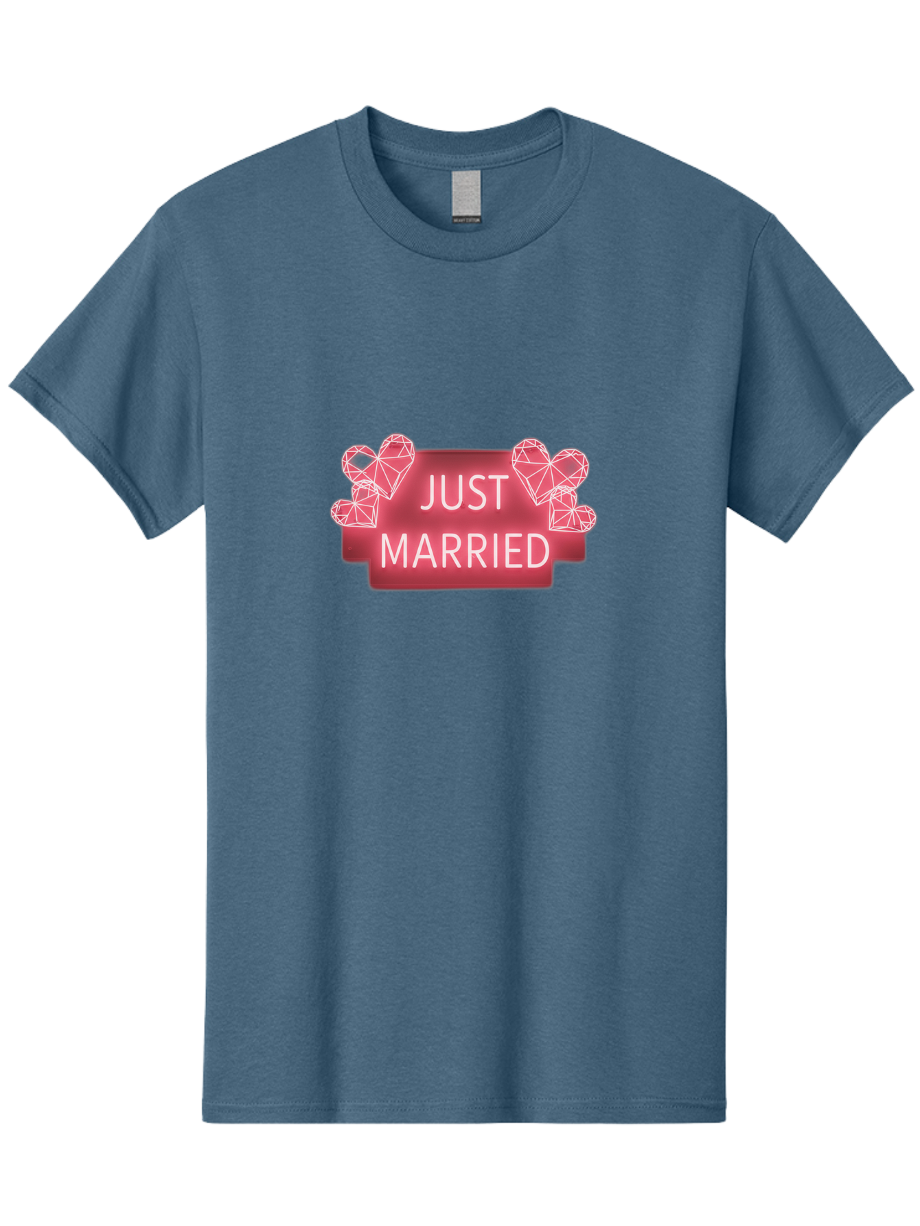 Just-Married-10 Men'S Graphic Tee, 100% Cotton, Comfortable Casual Summer Wear, Machine Washable, Just Married Sign, Wedding Decoration, Love Hearts, Neon Sign, Pink Hearts, Wedding Celebration, Geometric Hearts, Festive Decoration, Baa884 21
