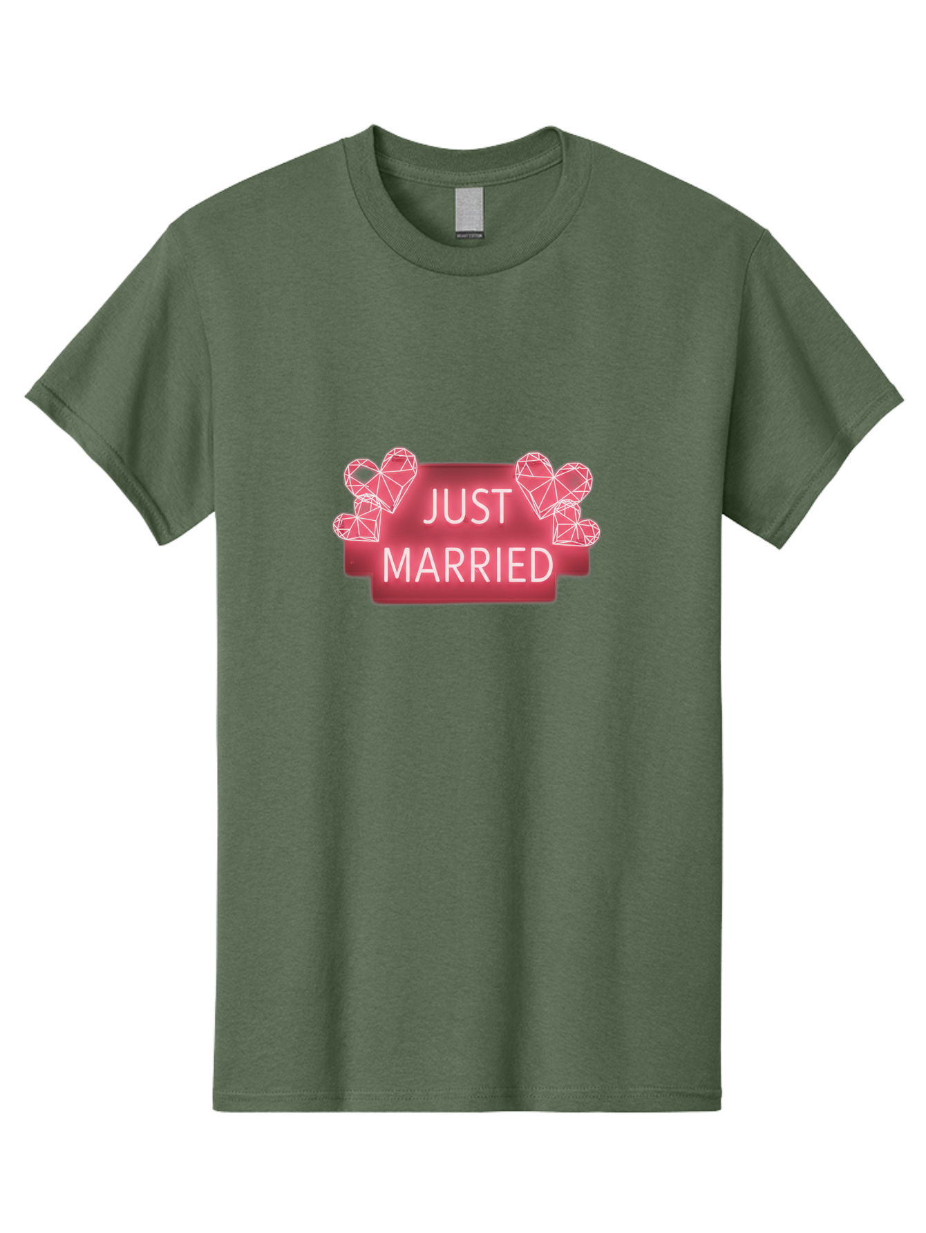 Just-Married-10 Men'S Graphic Tee, 100% Cotton, Comfortable Casual Summer Wear, Machine Washable, Just Married Sign, Wedding Decoration, Love Hearts, Neon Sign, Pink Hearts, Wedding Celebration, Geometric Hearts, Festive Decoration, Baa884 3