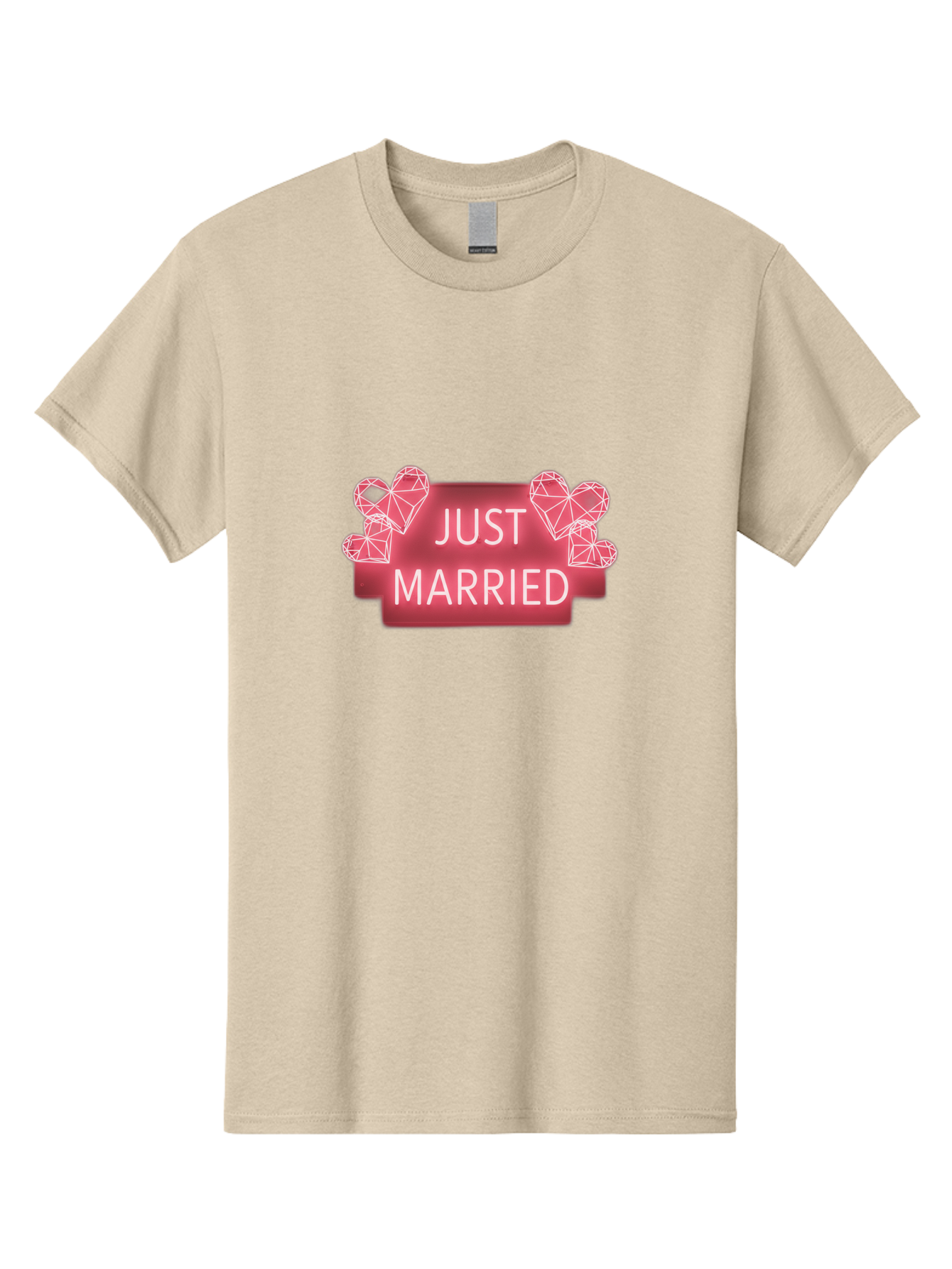 Just-Married-10 Men'S Graphic Tee, 100% Cotton, Comfortable Casual Summer Wear, Machine Washable, Just Married Sign, Wedding Decoration, Love Hearts, Neon Sign, Pink Hearts, Wedding Celebration, Geometric Hearts, Festive Decoration, Baa884 17