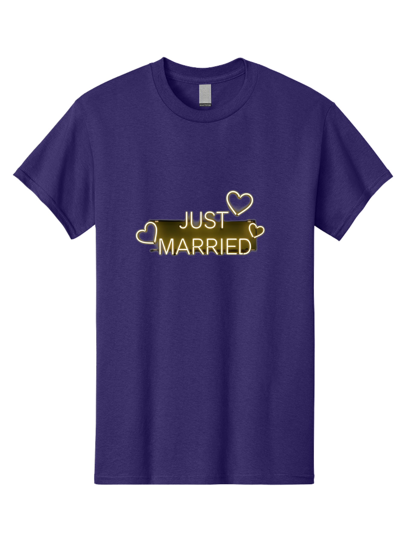 Just-Married-11 Men'S Graphic Tee, 100% Cotton, Comfortable Casual Summer Wear, Machine Washable, Just Married, Neon Sign, Heart Shaped Lights, Wedding Decor, Love Symbol, Romantic Ambiance, Glowing Hearts, Wedding Celebration, Marriage Bliss, Baa885 23