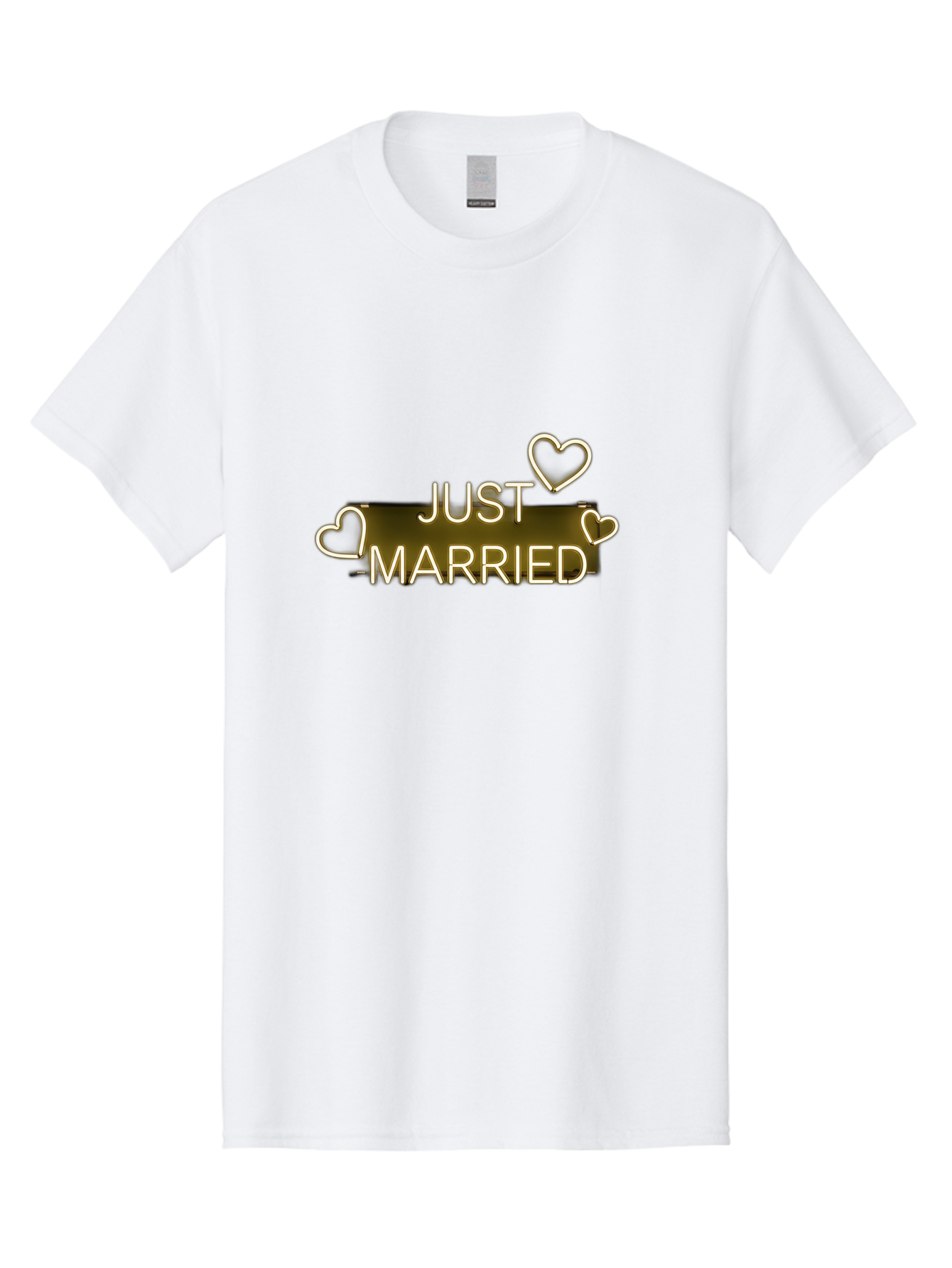 Just-Married-11 Men'S Graphic Tee, 100% Cotton, Comfortable Casual Summer Wear, Machine Washable, Just Married, Neon Sign, Heart Shaped Lights, Wedding Decor, Love Symbol, Romantic Ambiance, Glowing Hearts, Wedding Celebration, Marriage Bliss, Baa885 25