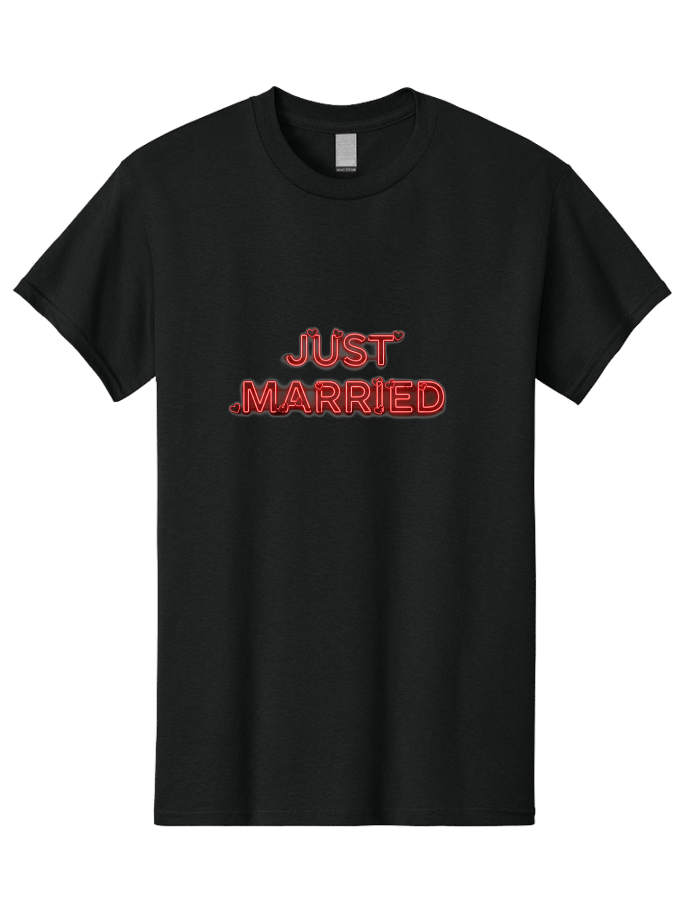 Just-Married-2 Men'S Graphic Tee, 100% Cotton, Comfortable Casual Summer Wear, Machine Washable, Wedding Decoration, Marriage Celebration, Newlyweds, Love Is In The Air, Red Neon Sign, Just Married Sign, Romance, Valentine'S Day Gift Baa886 19