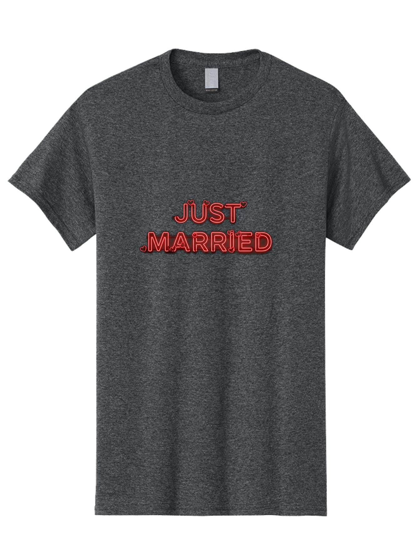 Just-Married-2 Men'S Graphic Tee, 100% Cotton, Comfortable Casual Summer Wear, Machine Washable, Wedding Decoration, Marriage Celebration, Newlyweds, Love Is In The Air, Red Neon Sign, Just Married Sign, Romance, Valentine'S Day Gift Baa886 6