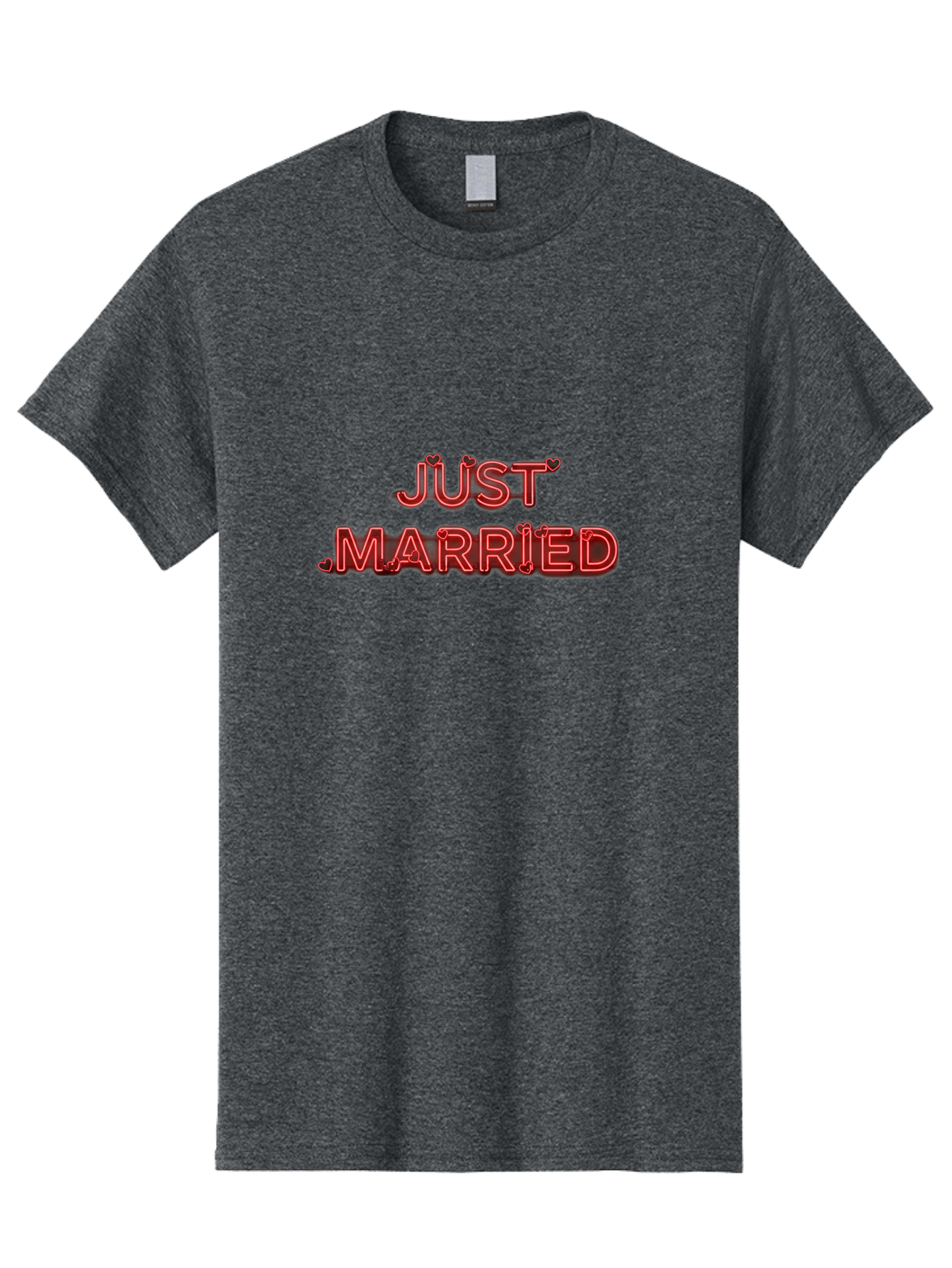 Just-Married-2 Men'S Graphic Tee, 100% Cotton, Comfortable Casual Summer Wear, Machine Washable, Wedding Decoration, Marriage Celebration, Newlyweds, Love Is In The Air, Red Neon Sign, Just Married Sign, Romance, Valentine'S Day Gift Baa886 13